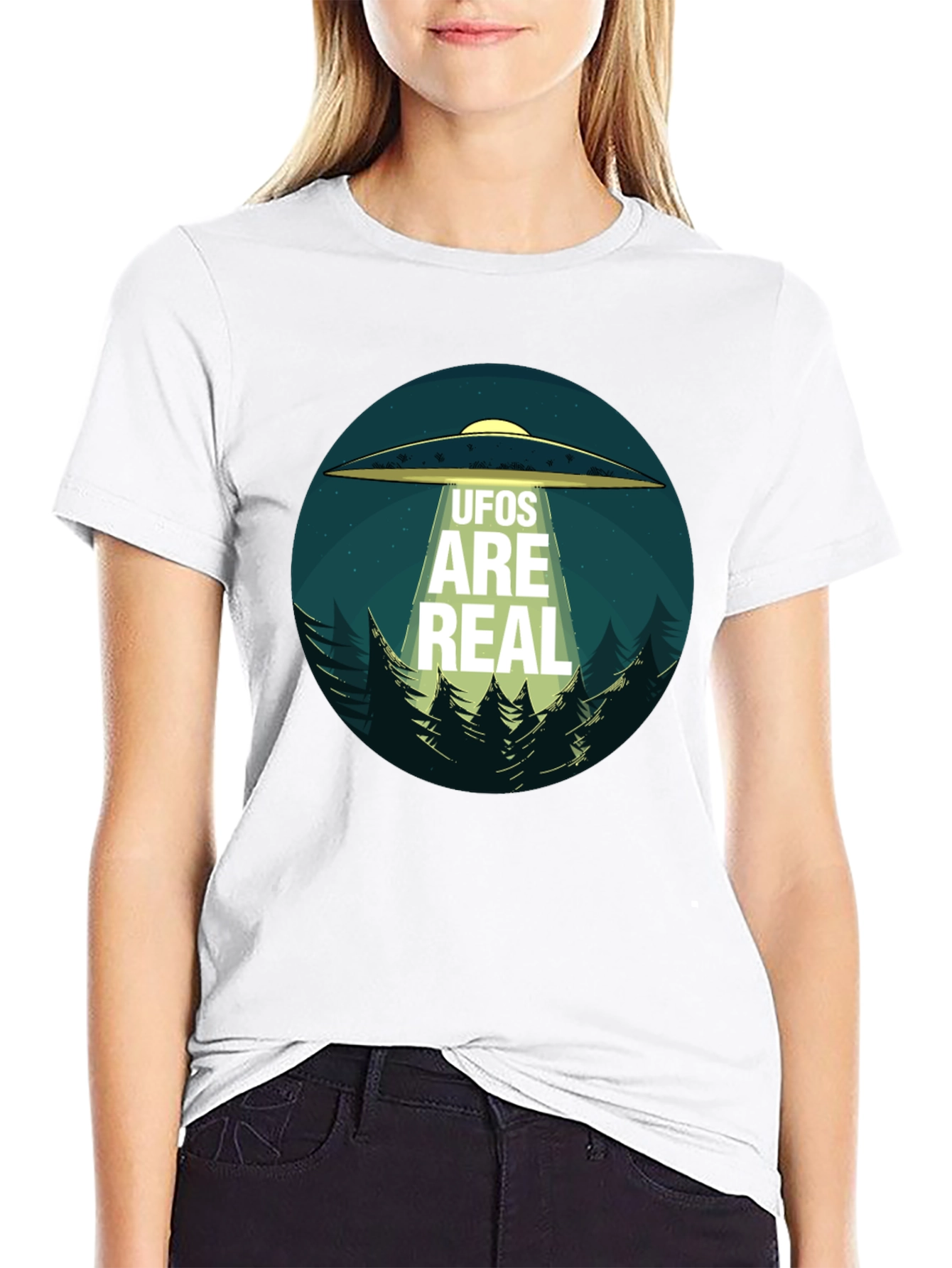 UFOs Are Real Black Cotton Tee