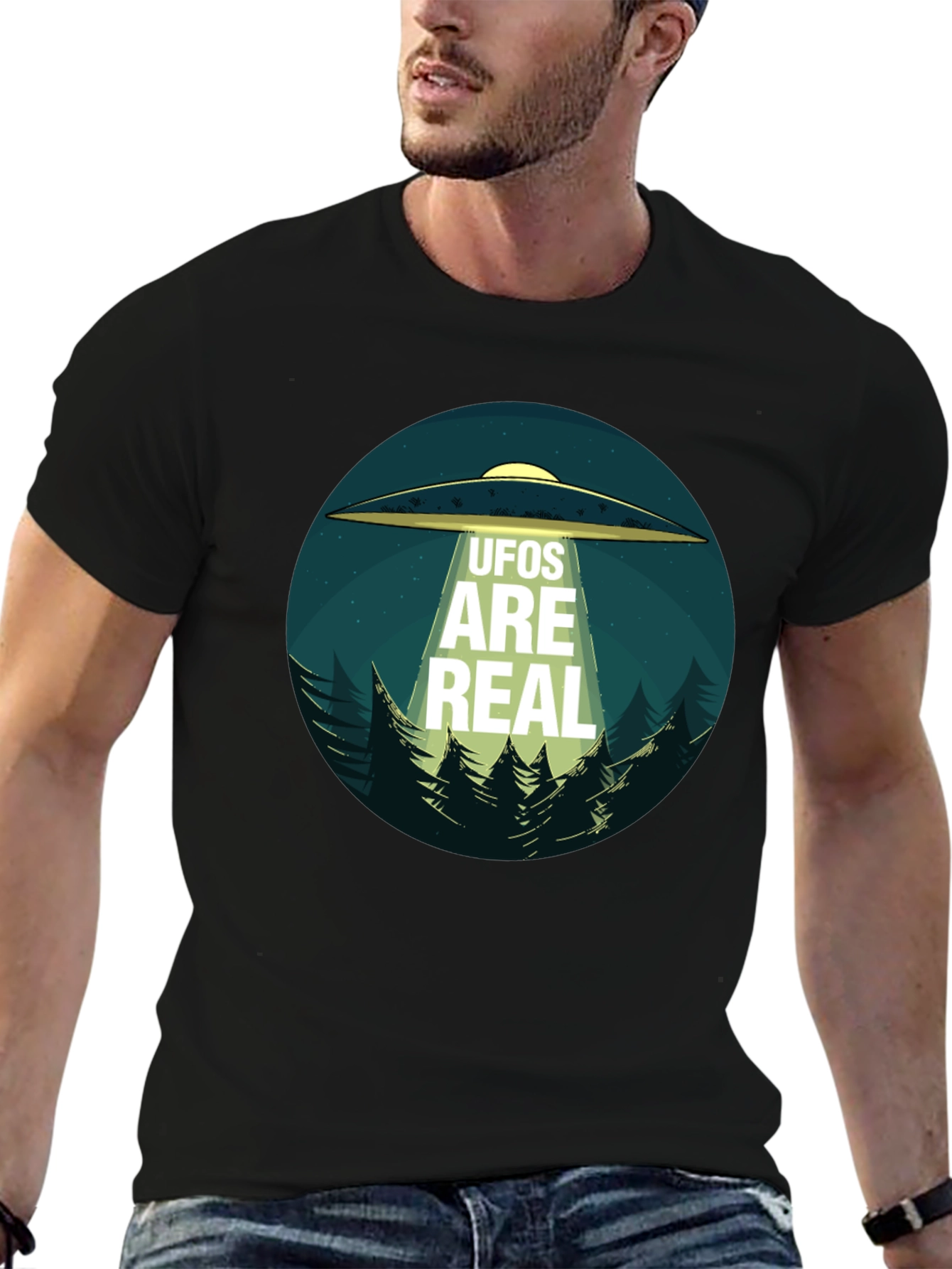 UFOs Are Real Black Cotton Tee