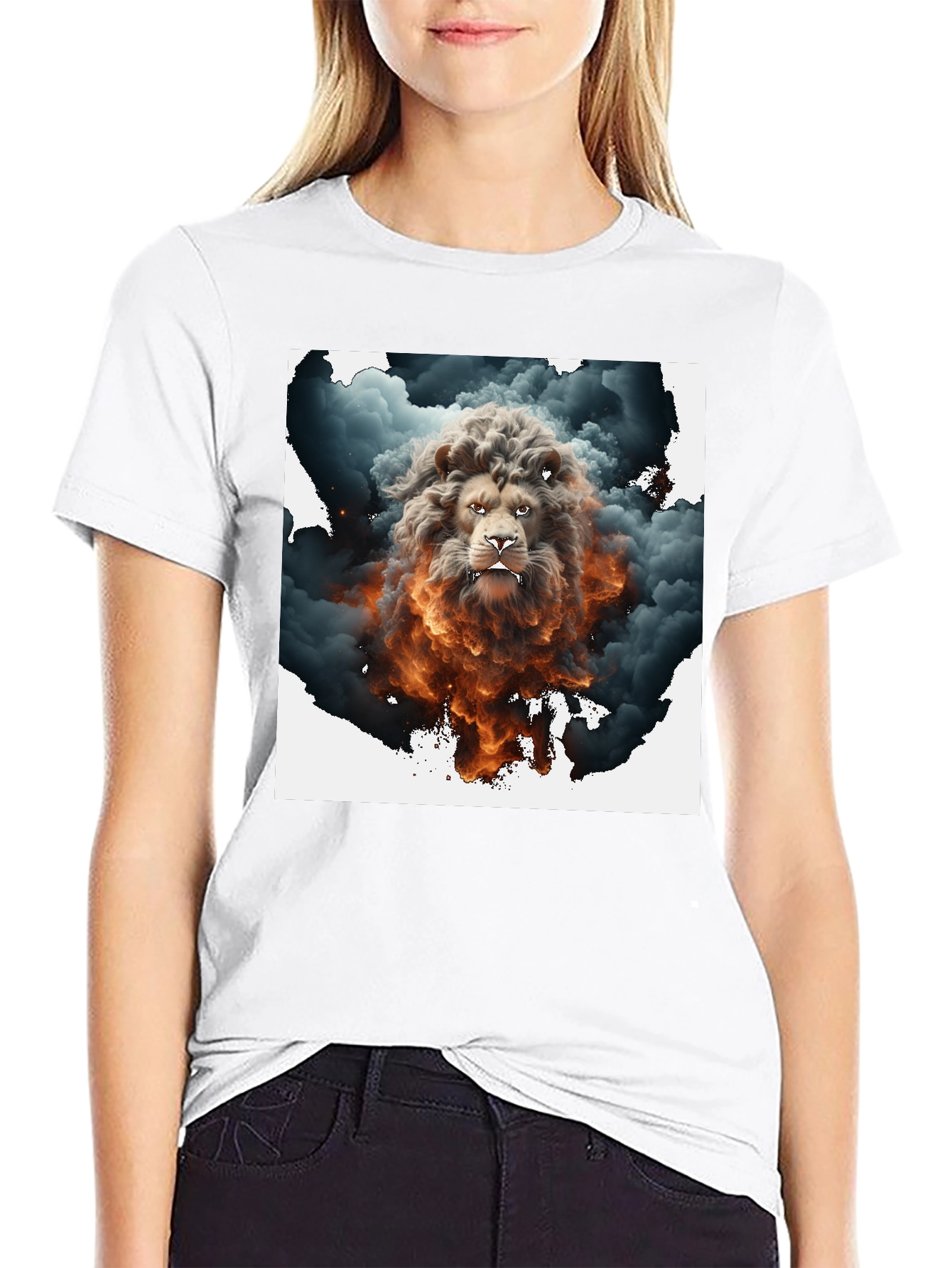 Lion Smoke Graphic Tee - Black Cotton