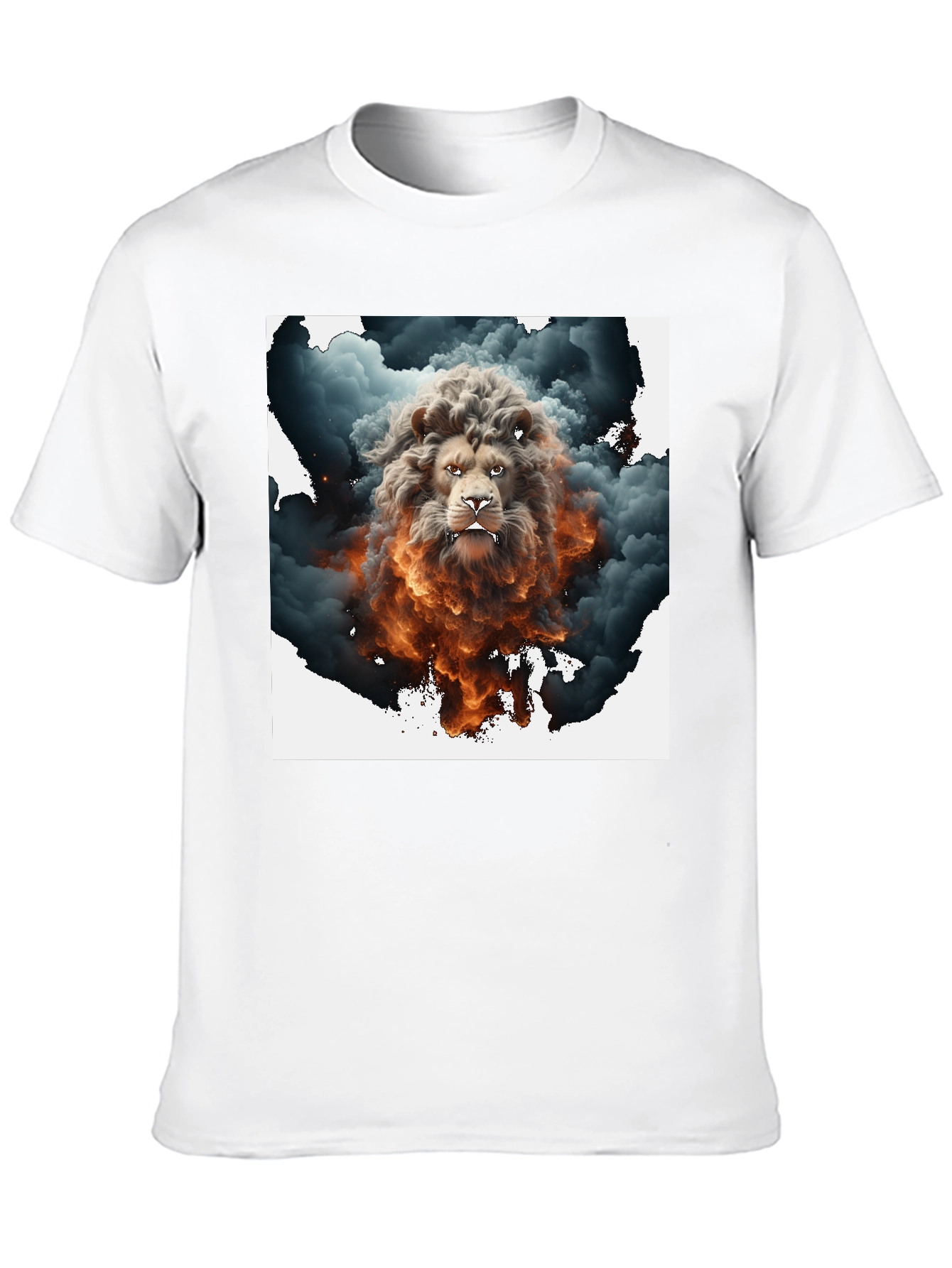 Lion Smoke Graphic Tee - Black Cotton