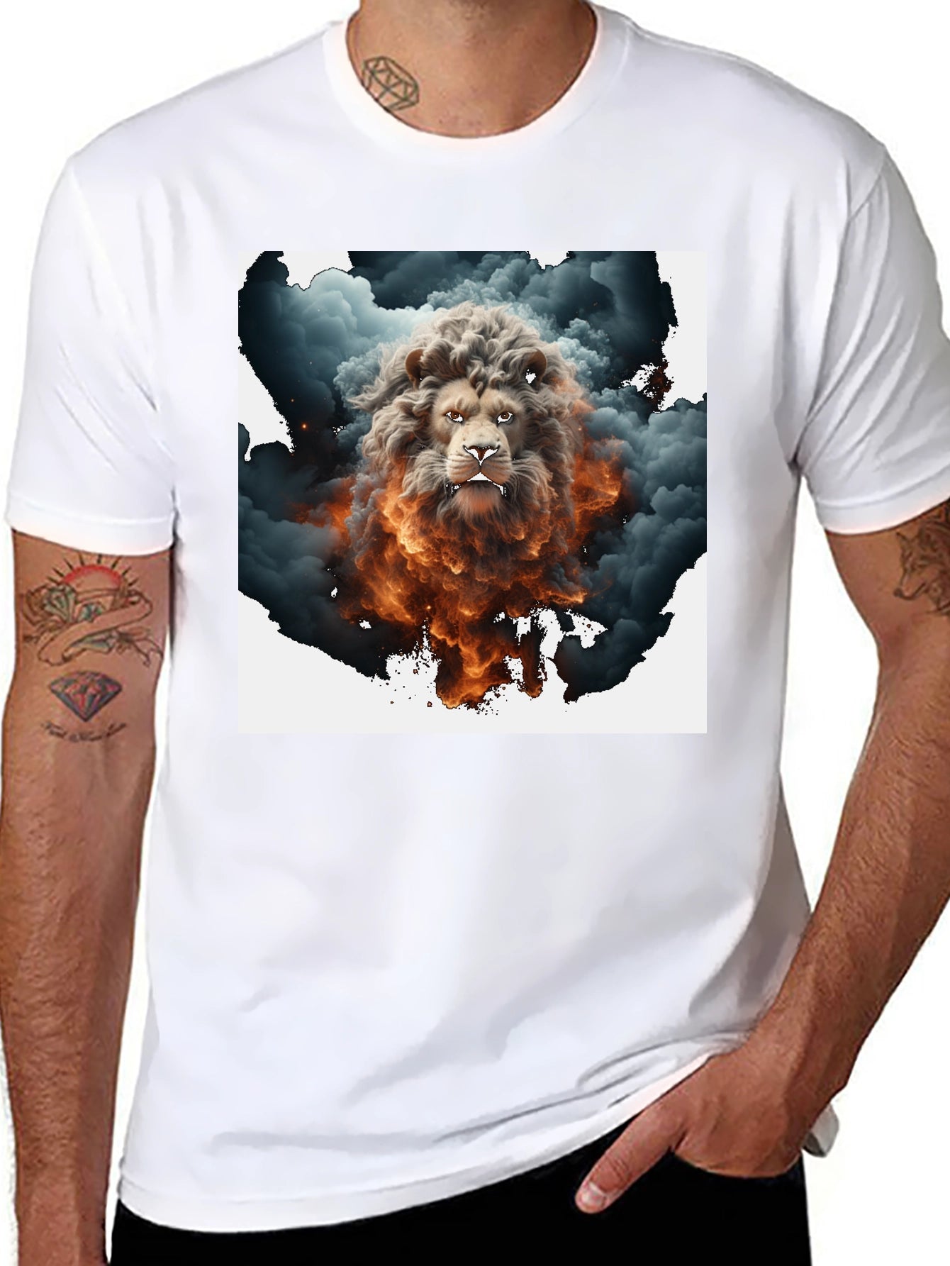 Lion Smoke Graphic Tee - Black Cotton