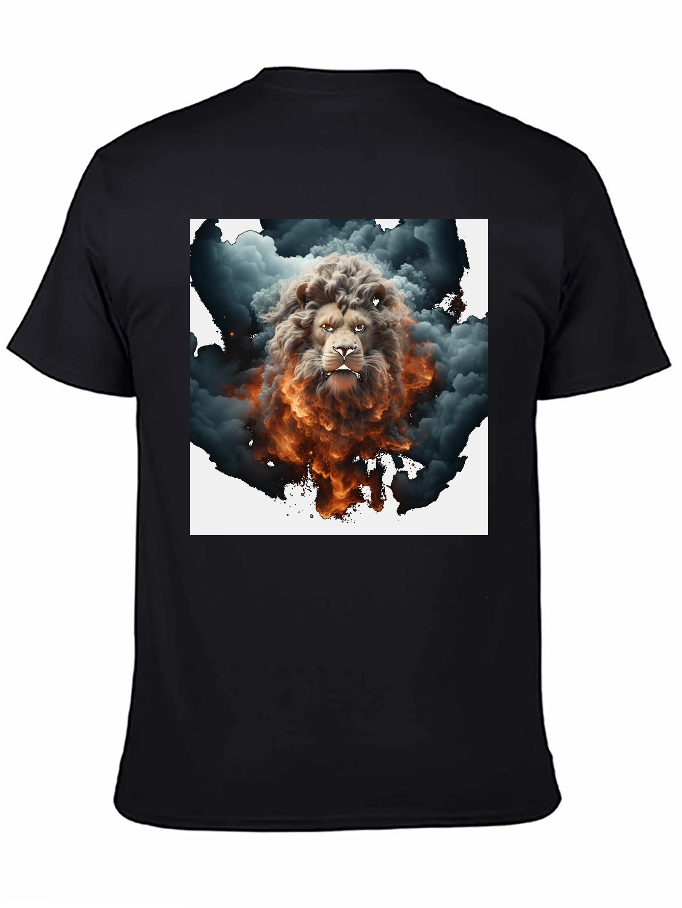 Lion Smoke Graphic Tee - Black Cotton