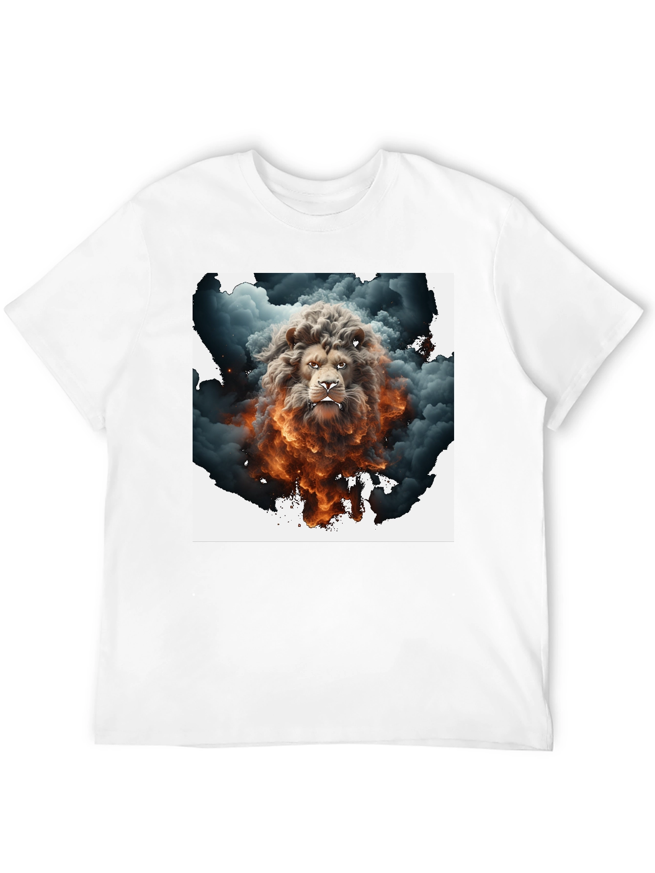 Lion Smoke Graphic Tee - Black Cotton