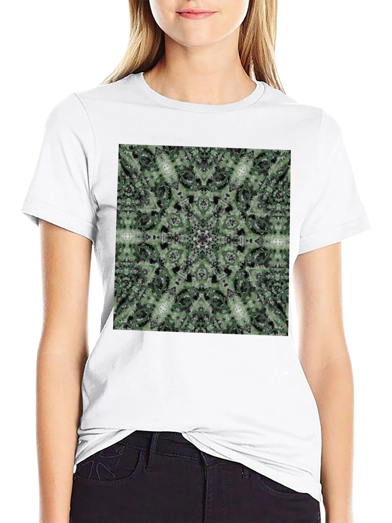 Kaleidoscope Pattern T-Shirt - Black