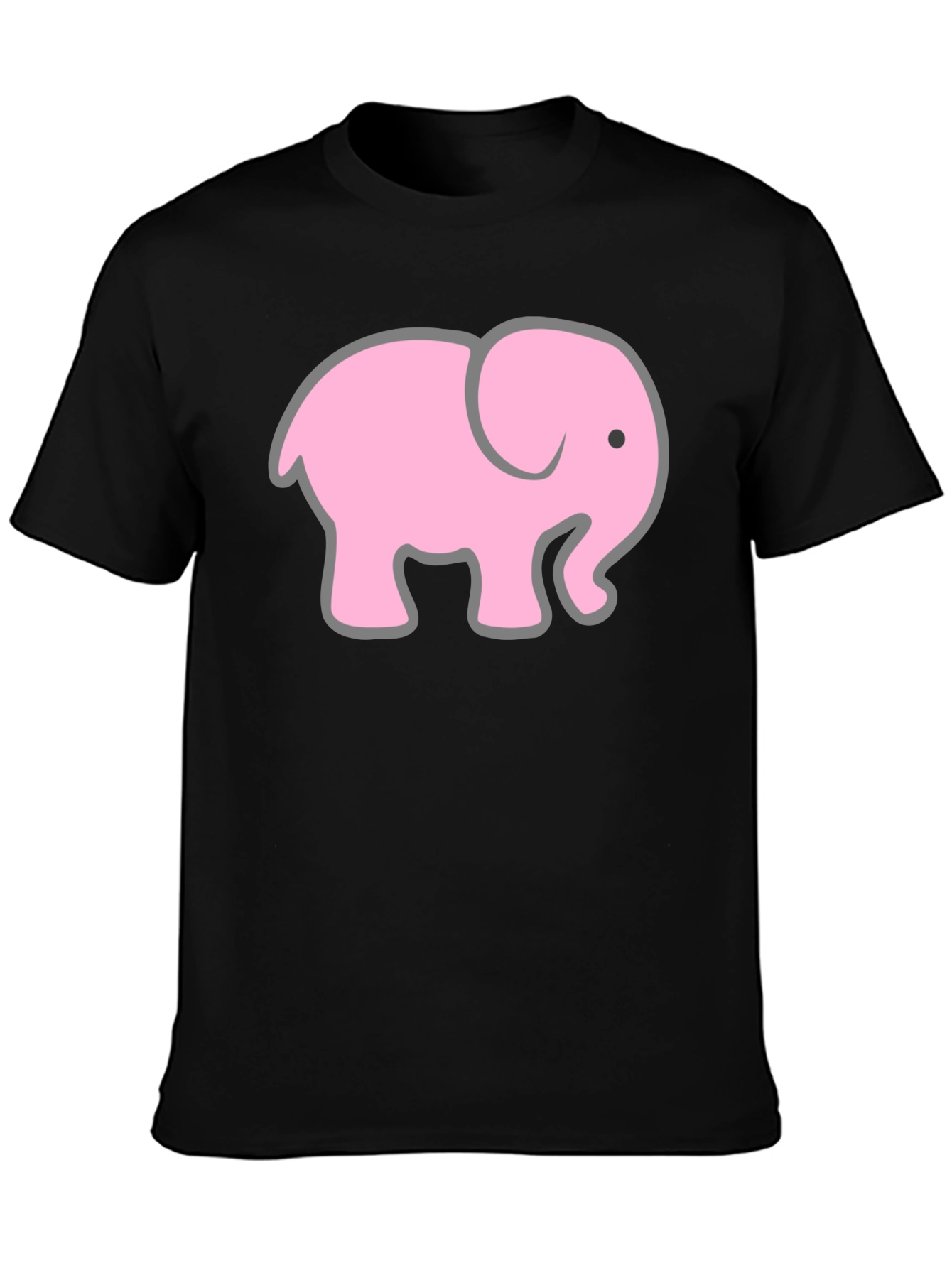 Black T-Shirt with Pink Elephant Graphic