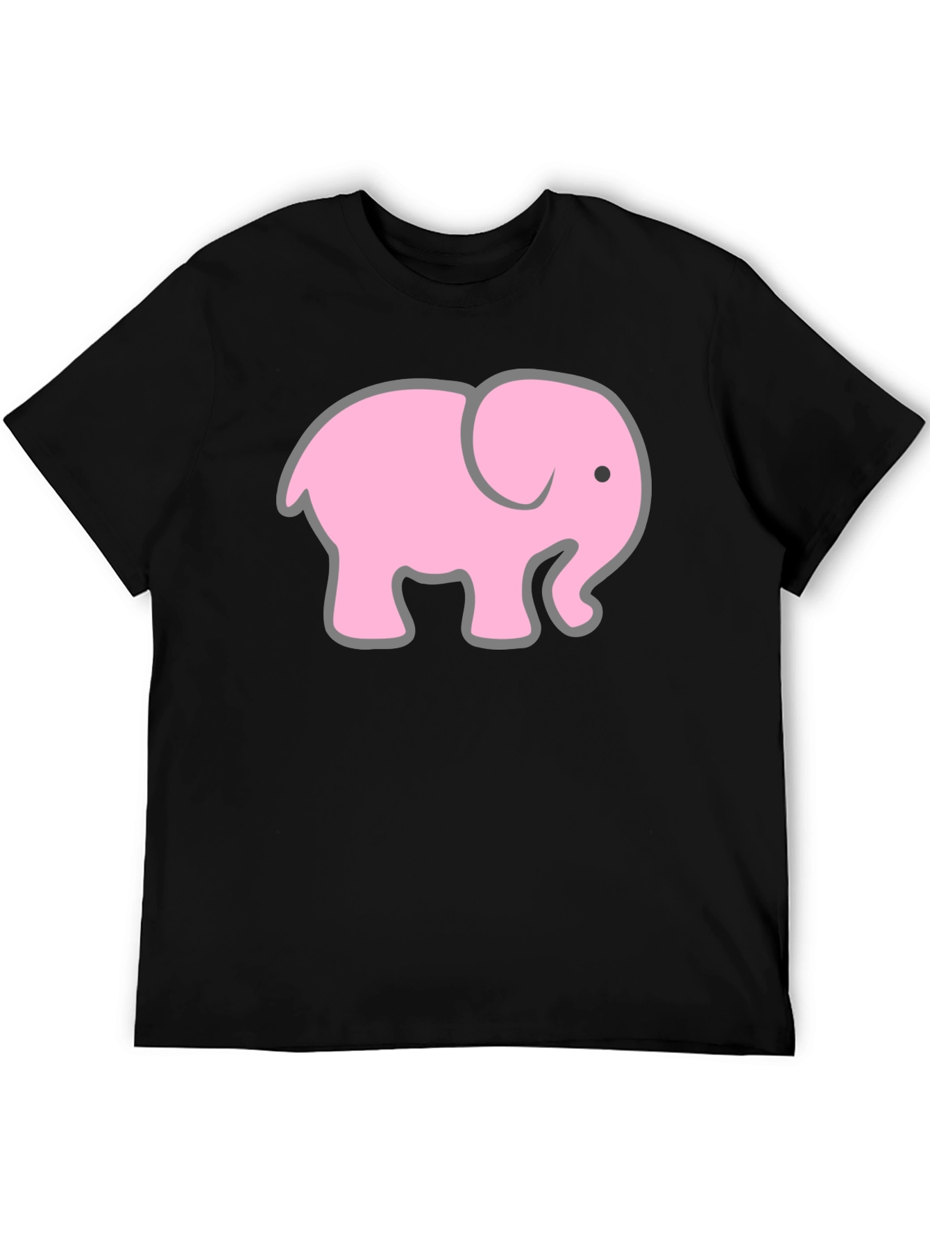 Black T-Shirt with Pink Elephant Graphic