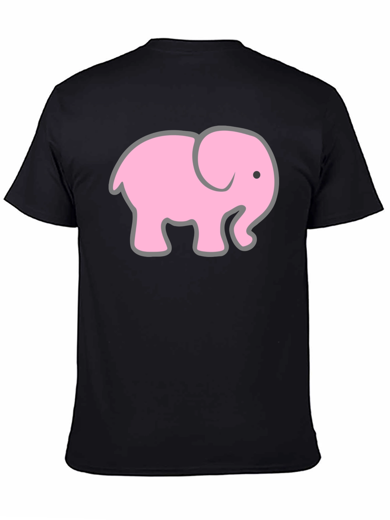 Black T-Shirt with Pink Elephant Graphic