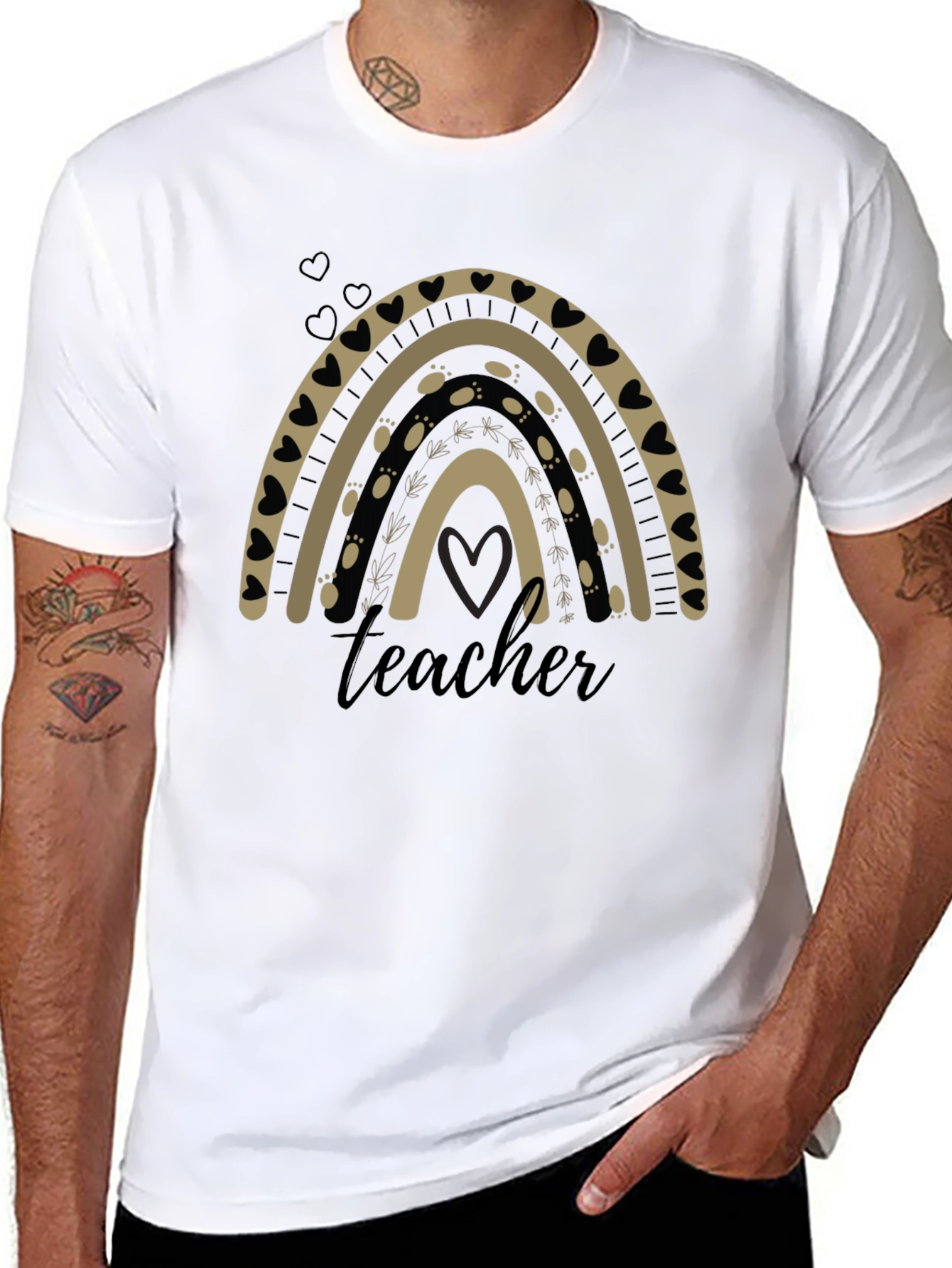 Teacher Rainbow Graphic T-Shirt - Black