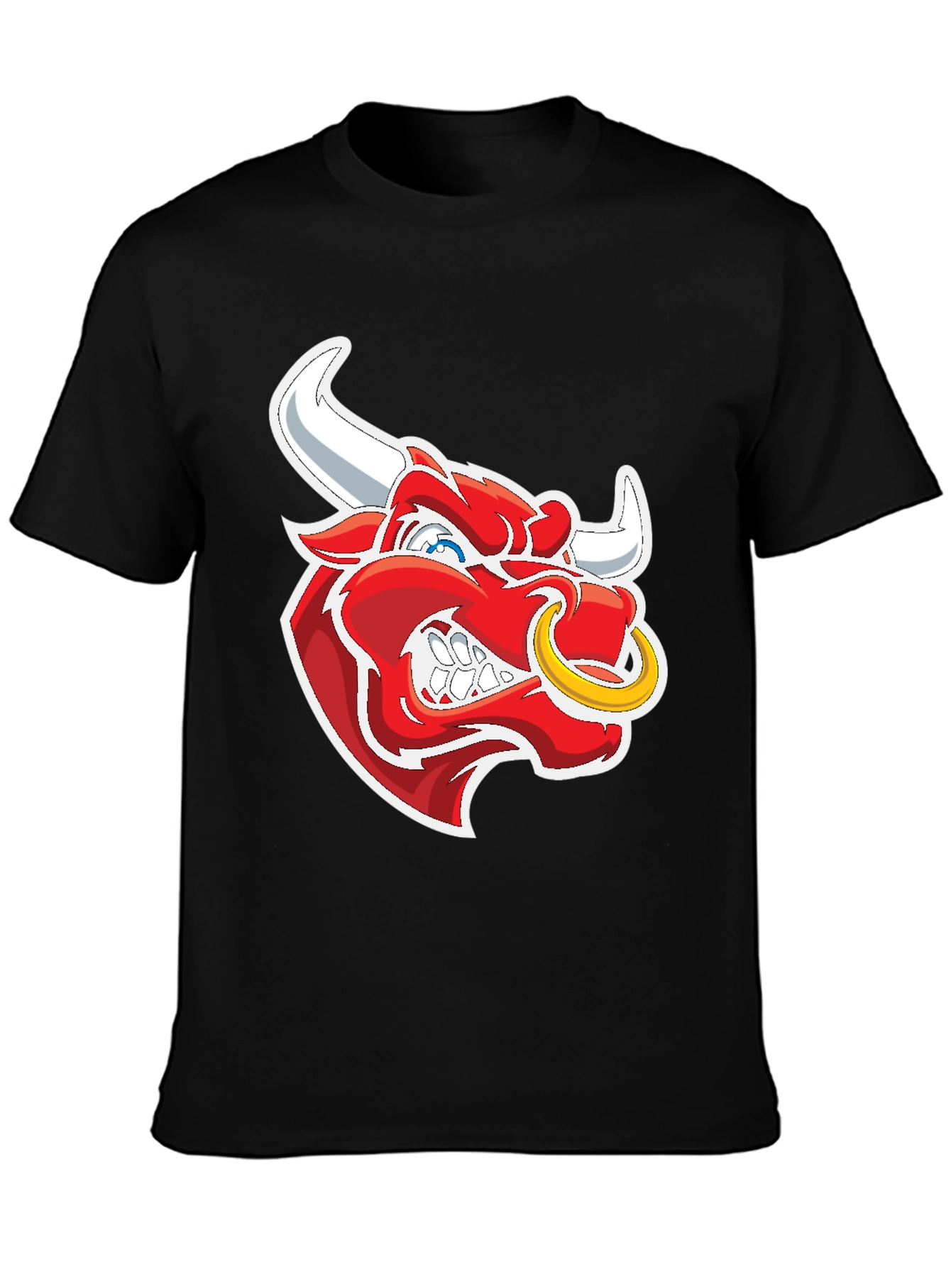 Black T-Shirt with Bull Graphic
