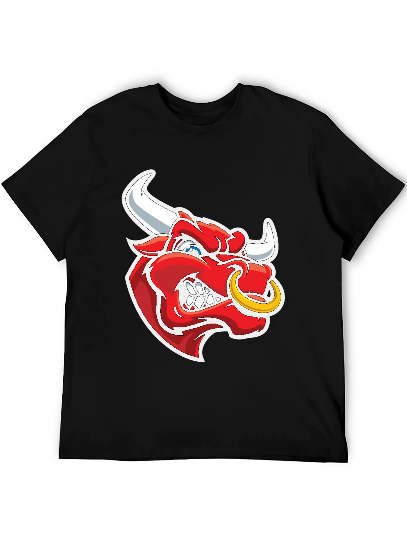 Black T-Shirt with Bull Graphic