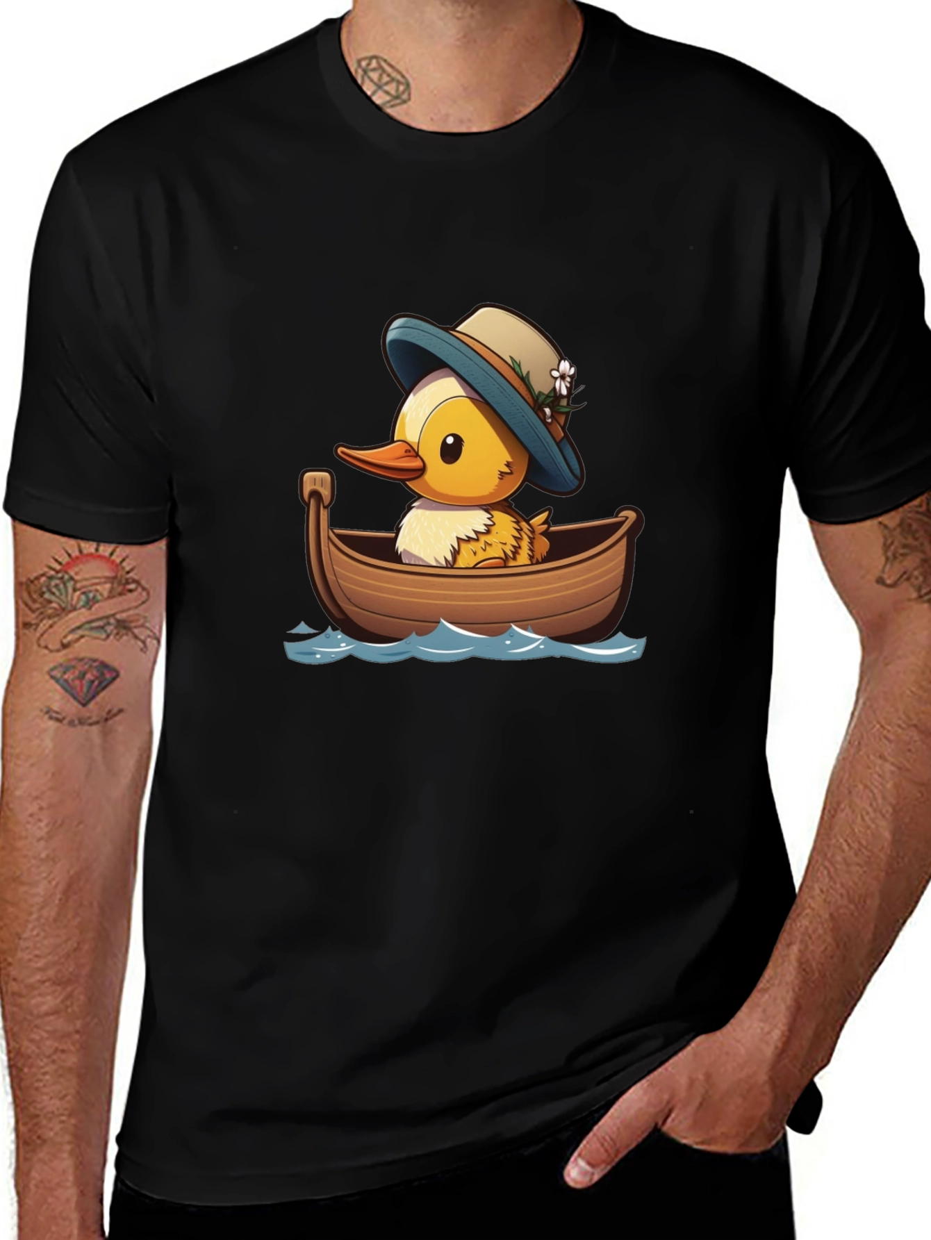 Duck in Boat T-Shirt: Cartoon Design