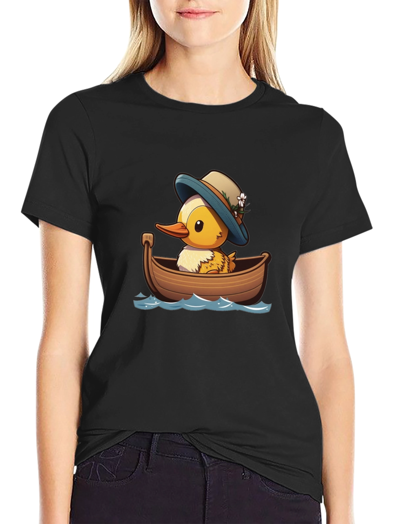 Duck in Boat T-Shirt: Cartoon Design
