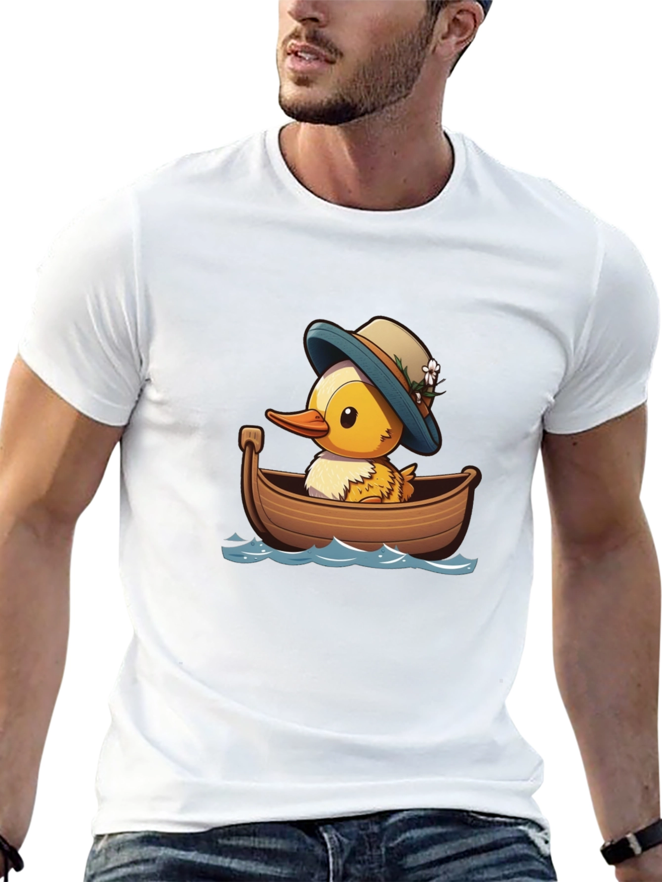 Duck in Boat T-Shirt: Cartoon Design