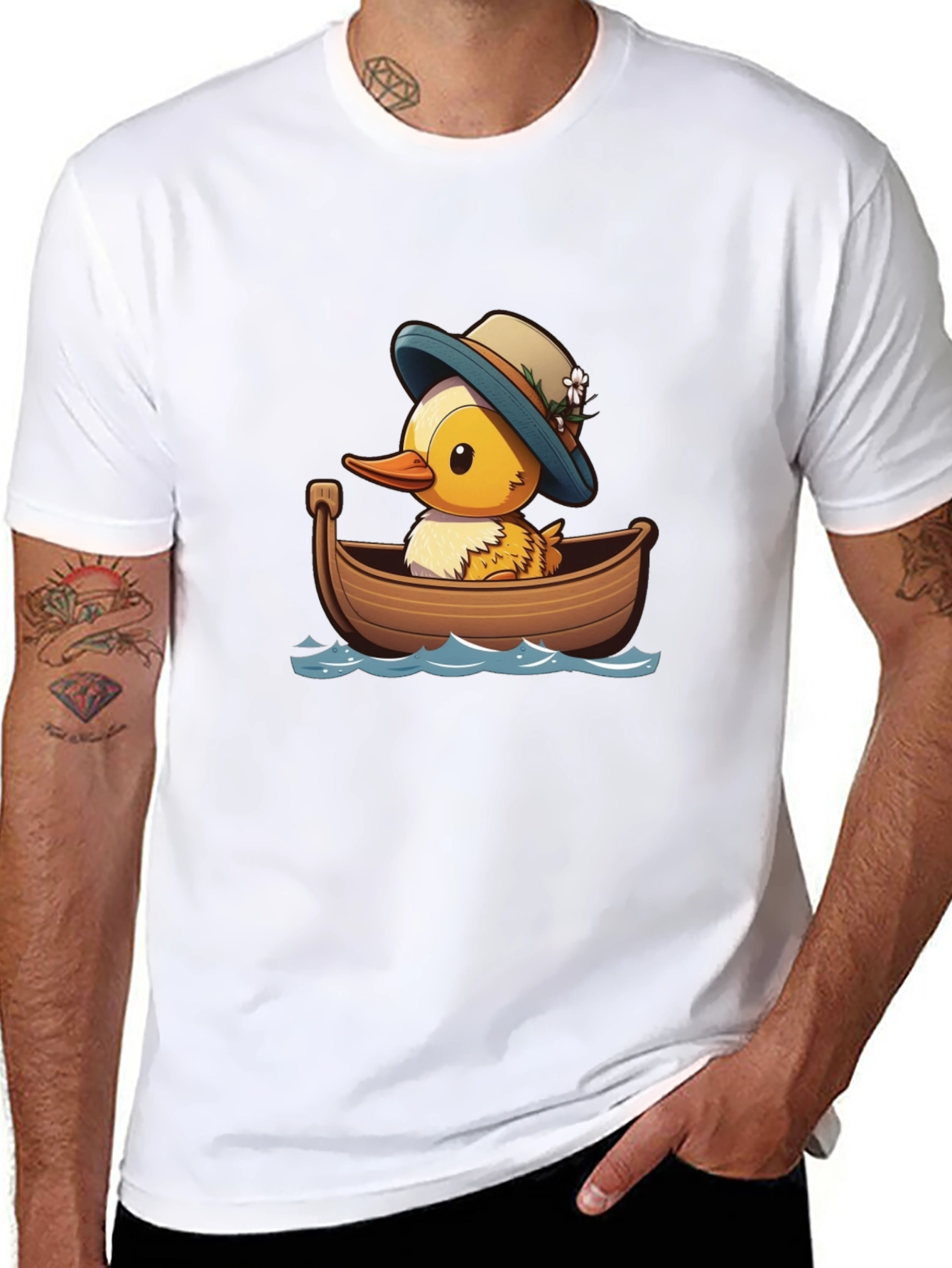 Duck in Boat T-Shirt: Cartoon Design