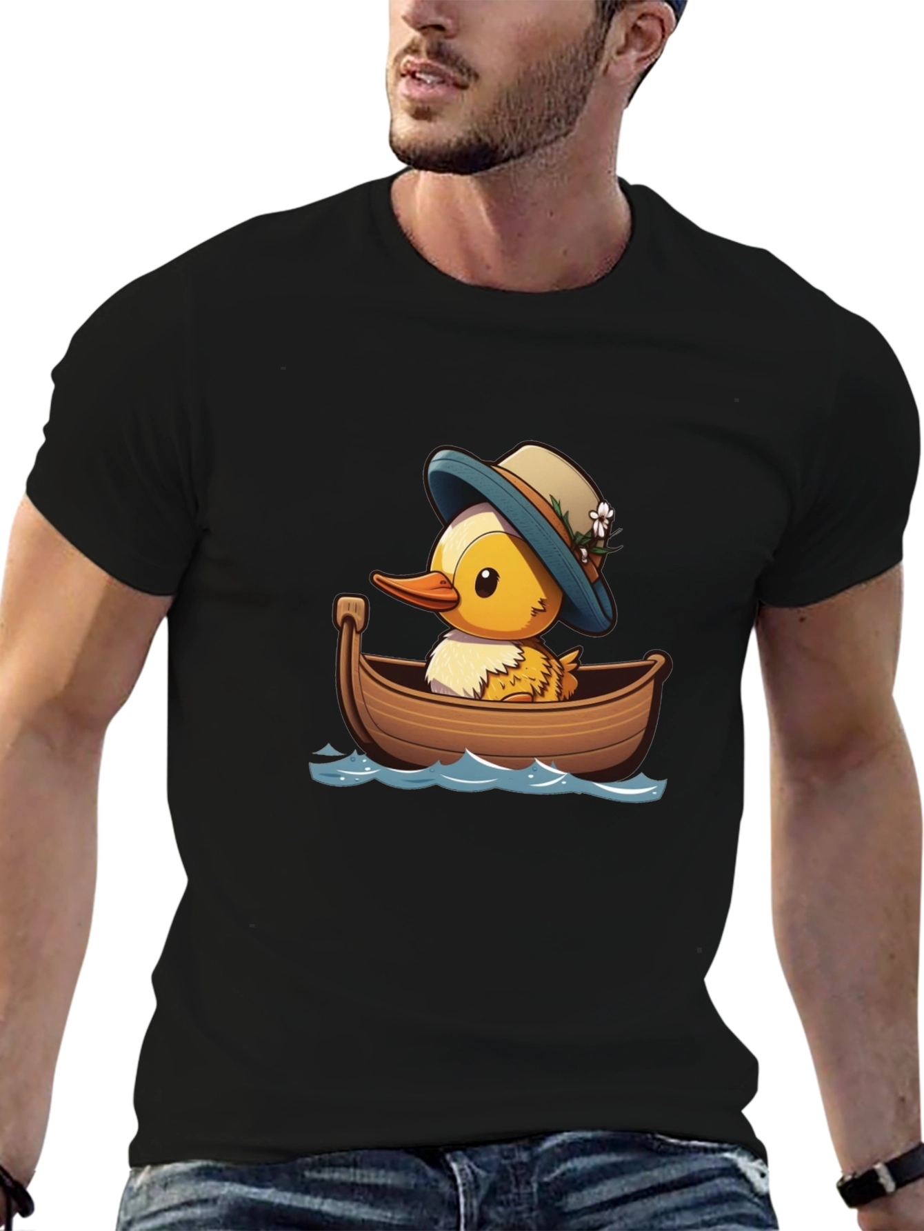Duck in Boat T-Shirt: Cartoon Design