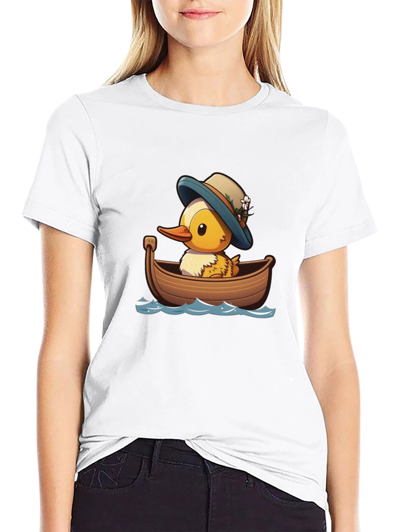 Duck in Boat T-Shirt: Cartoon Design
