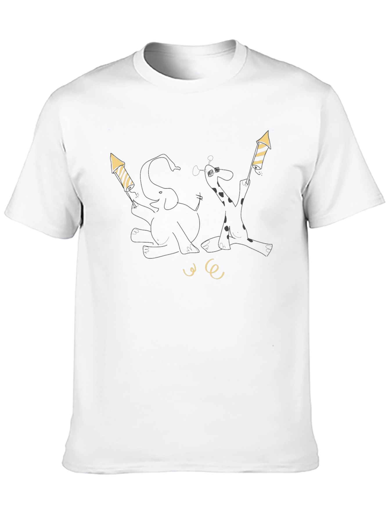Festive Animal Tee - Elephant and Giraffe Fireworks