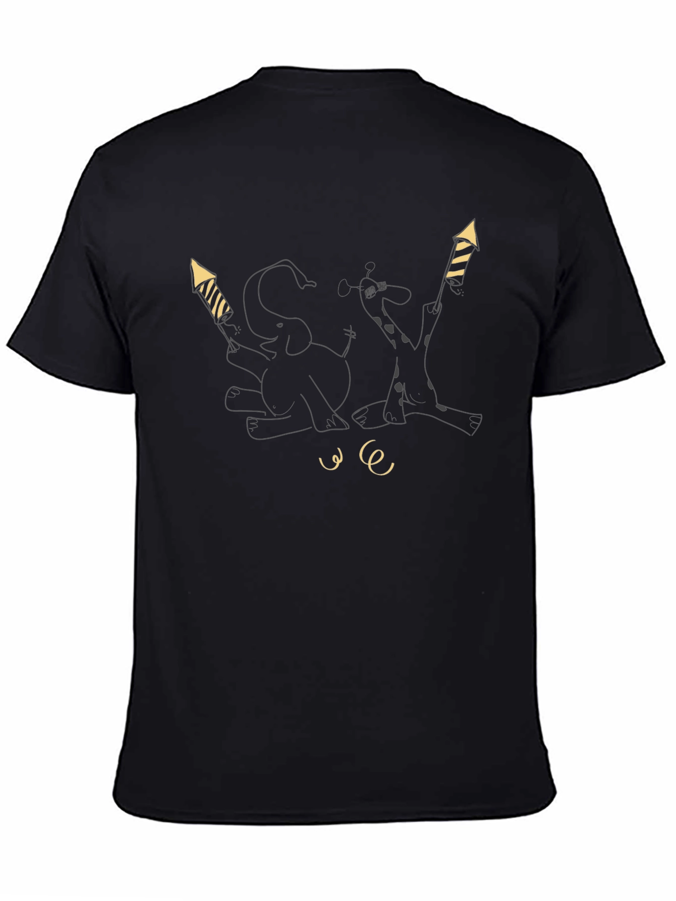 Festive Animal Tee - Elephant and Giraffe Fireworks
