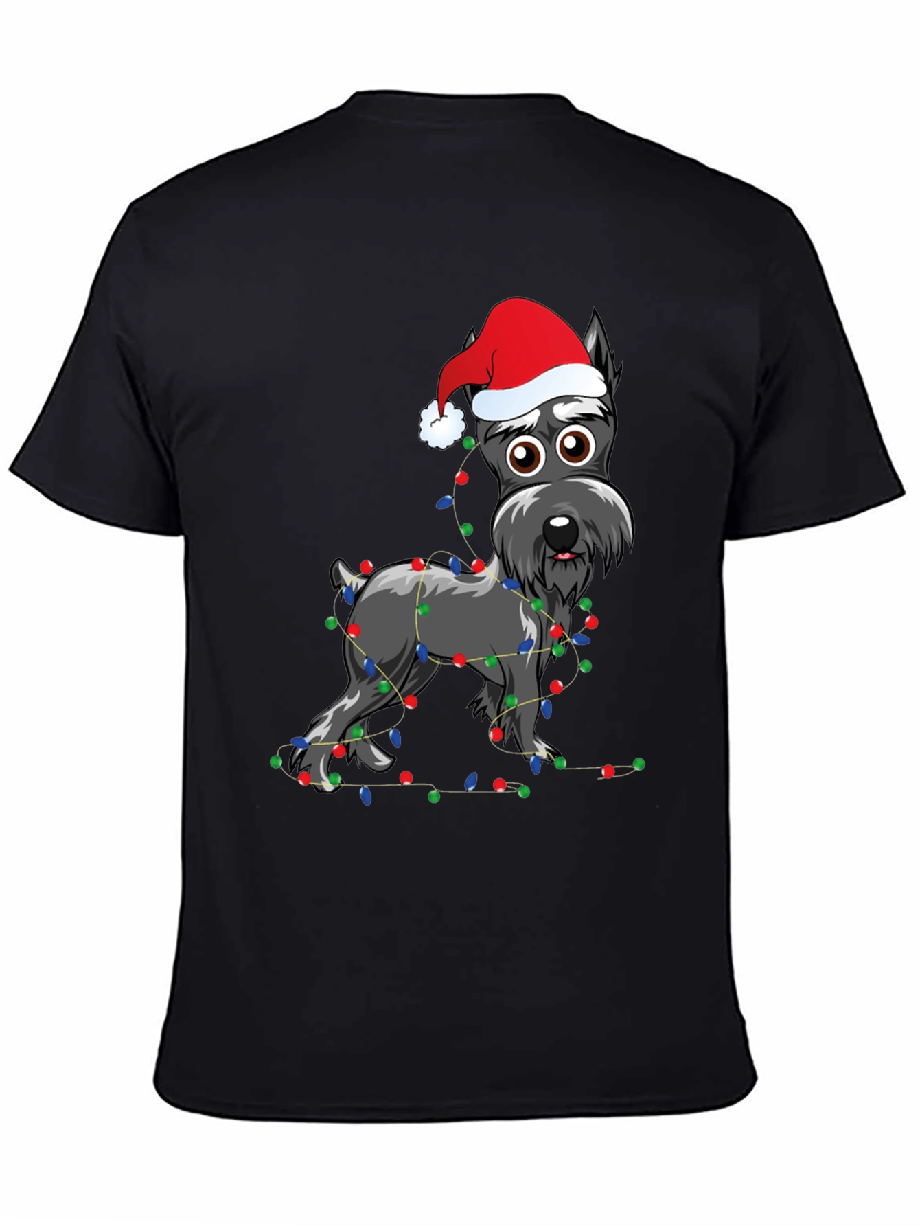 Festive Dog T-Shirt: Holiday Schnauzer with Lights