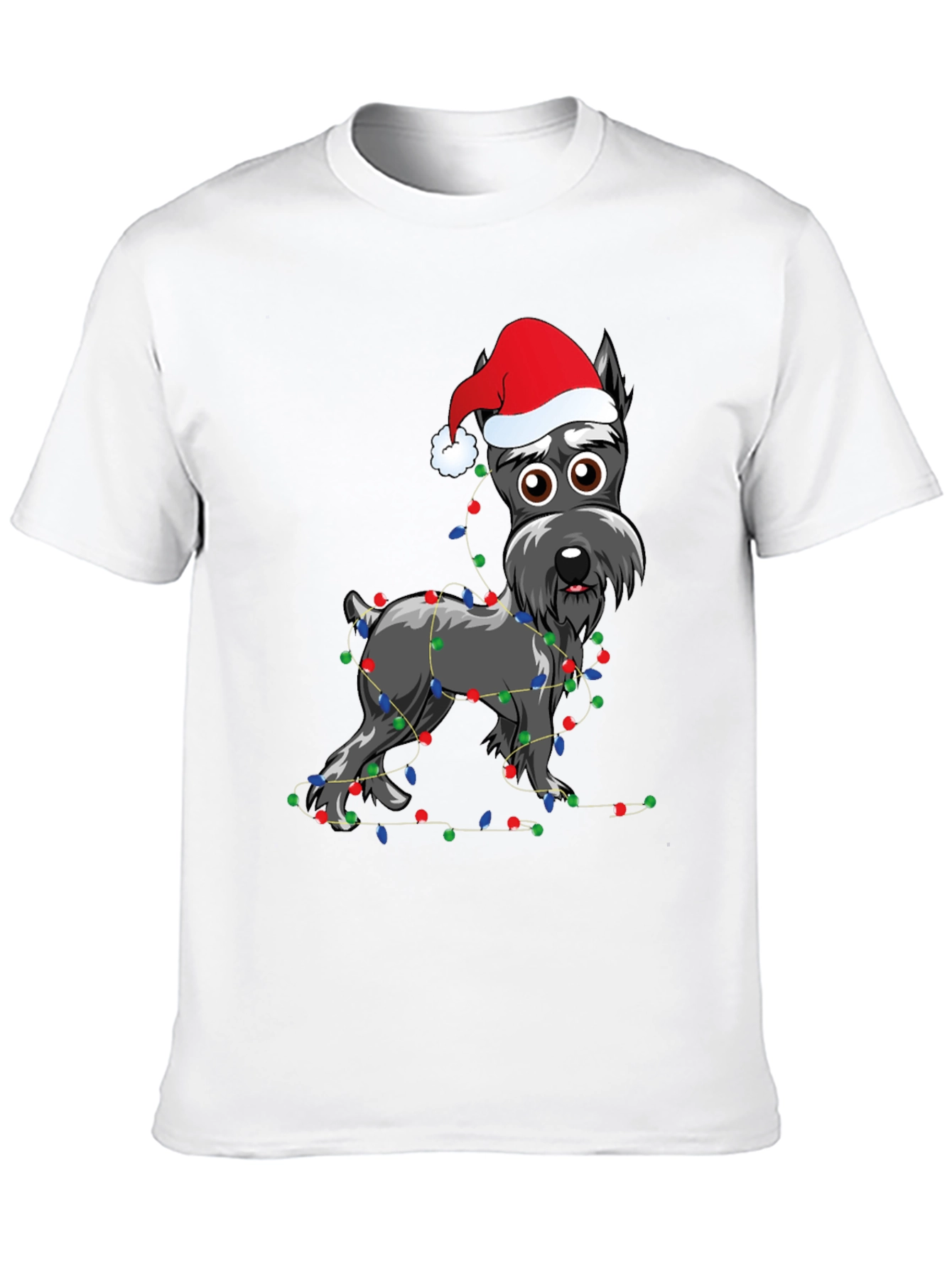 Festive Dog T-Shirt: Holiday Schnauzer with Lights