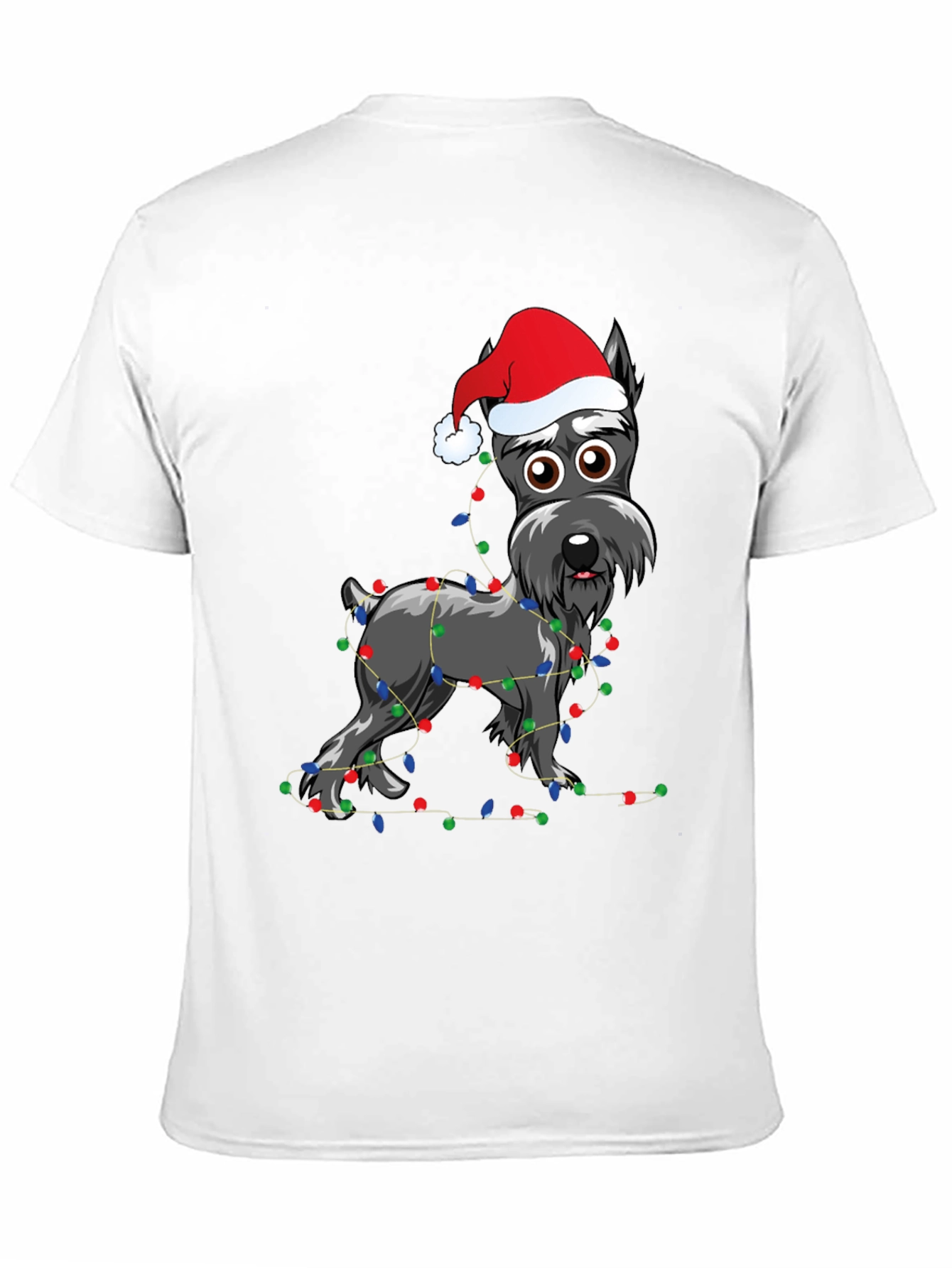 Festive Dog T-Shirt: Holiday Schnauzer with Lights