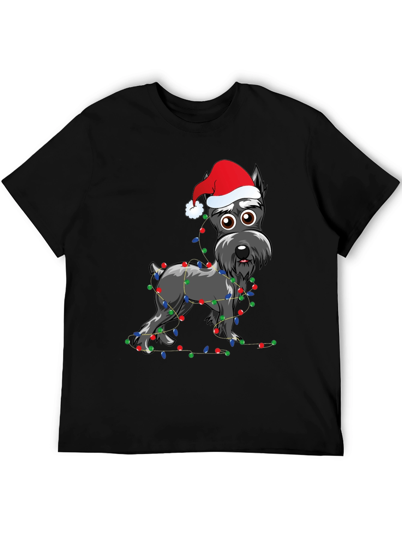 Festive Dog T-Shirt: Holiday Schnauzer with Lights