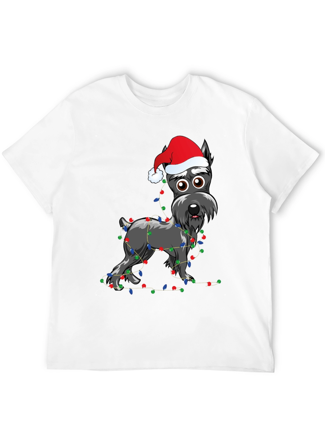 Festive Dog T-Shirt: Holiday Schnauzer with Lights