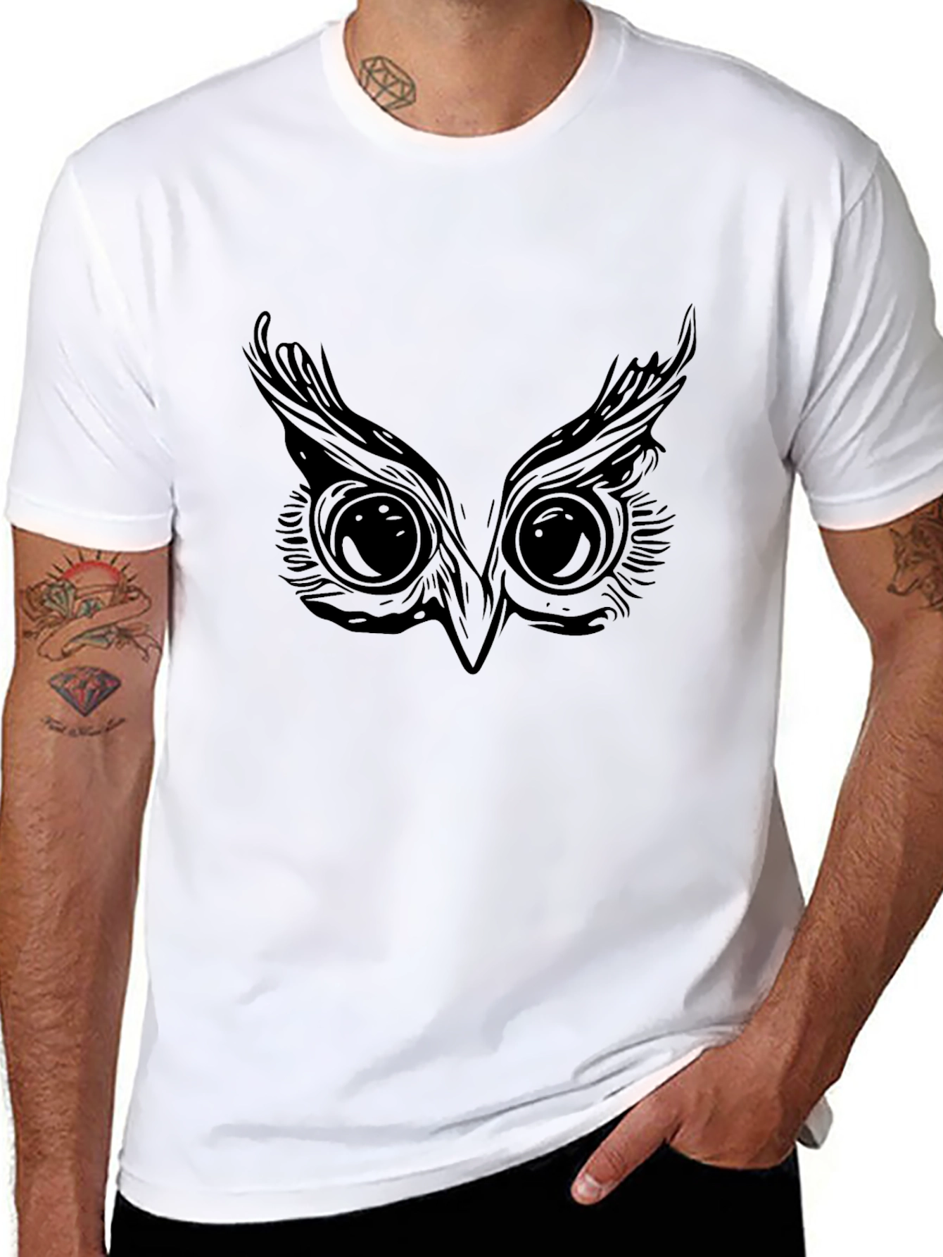 Owl Eyes Graphic Black T-Shirt