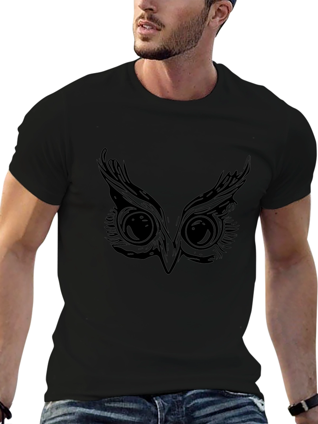 Owl Eyes Graphic Black T-Shirt