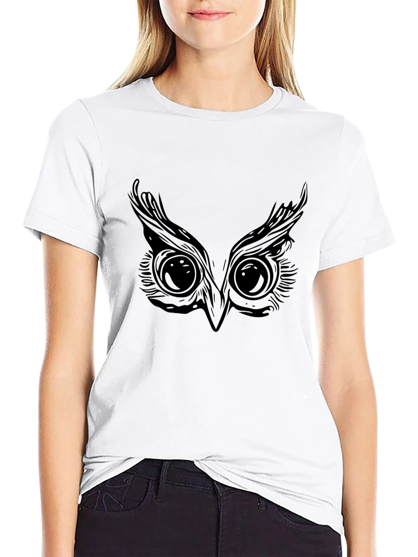 Owl Eyes Graphic Black T-Shirt