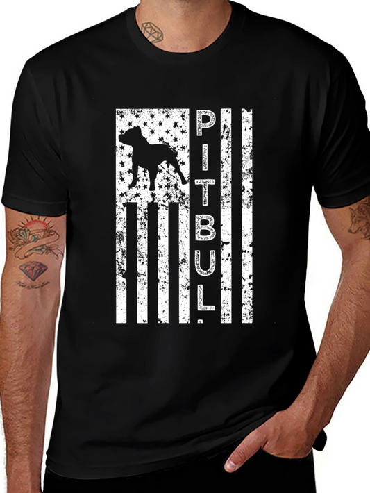 Pitbull Dog American Flag T-Shirt Patriotic Tee