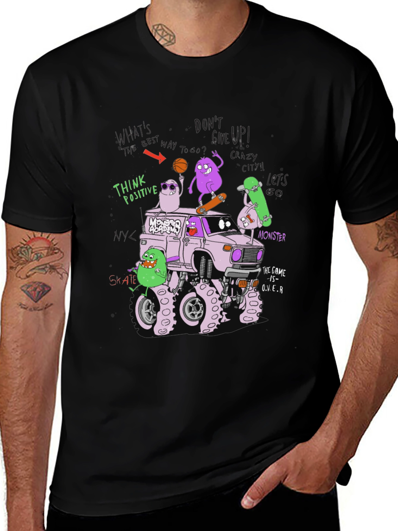 Monster Academy Graphic Tee - Think Positive Design