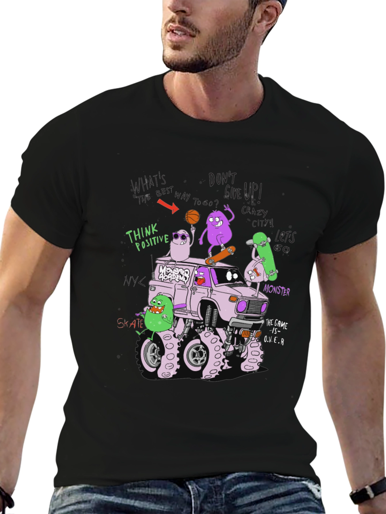 Monster Academy Graphic Tee - Think Positive Design
