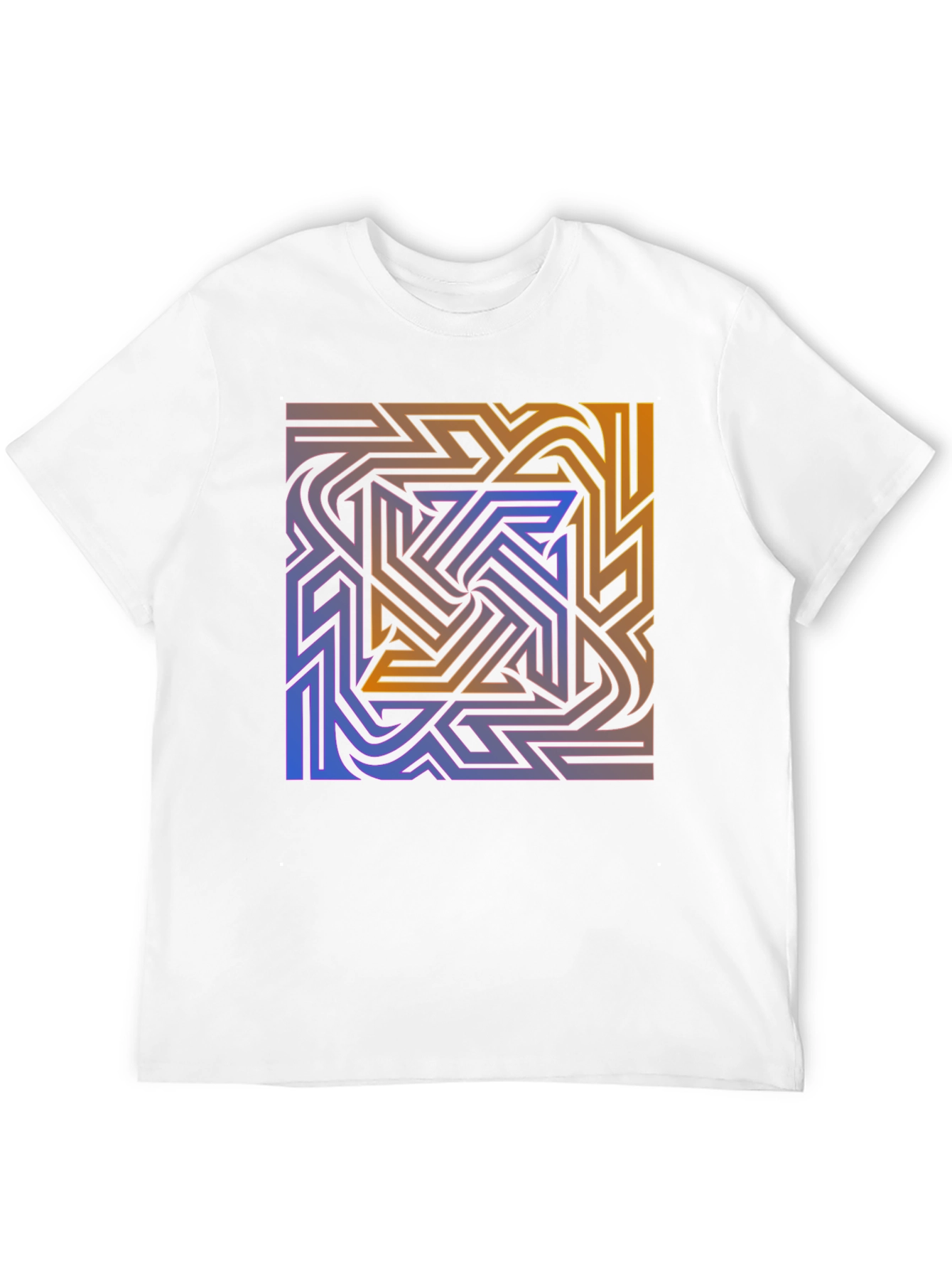 Abstract Maze Graphic Tee - Stylish Black T-Shirt