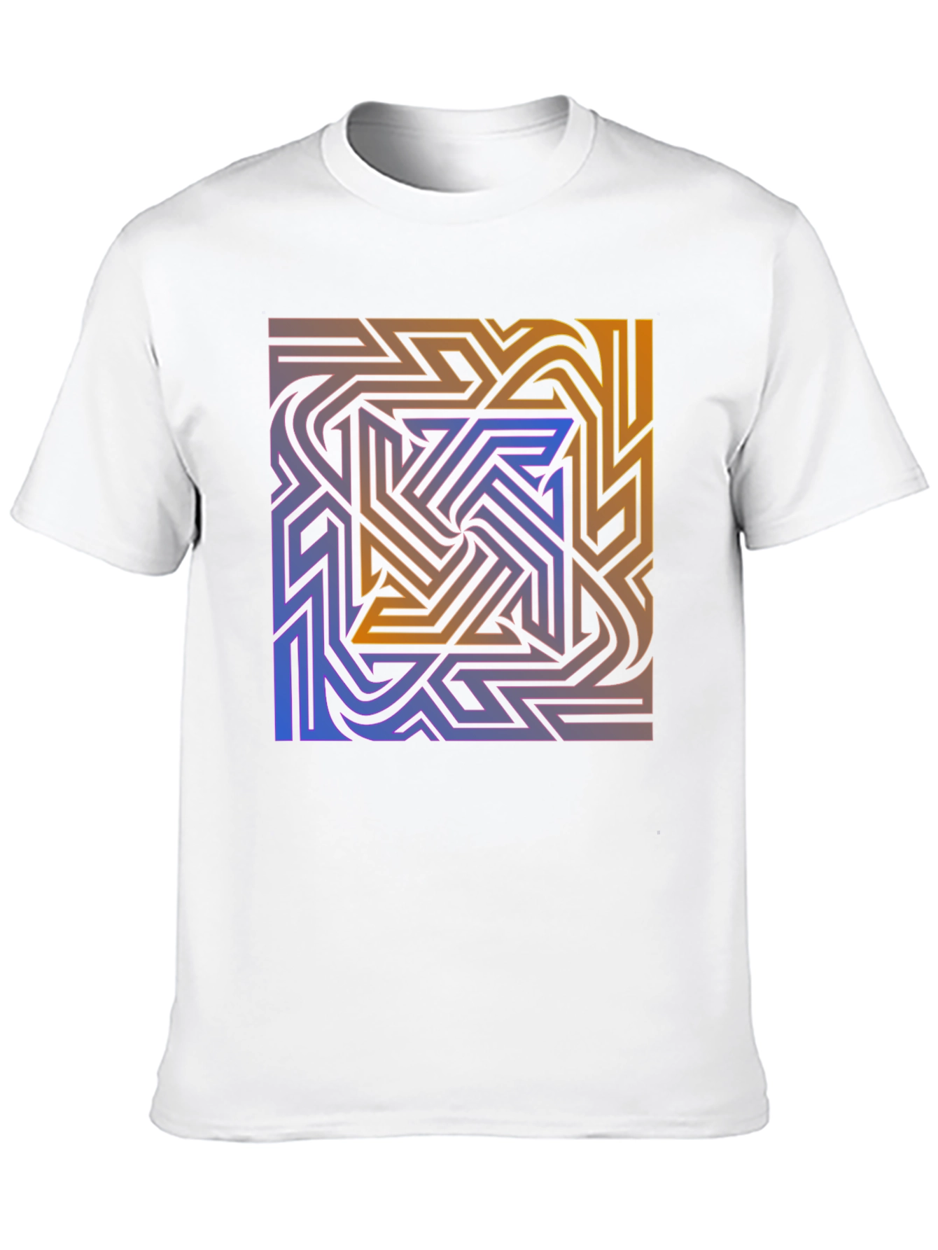 Abstract Maze Graphic Tee - Stylish Black T-Shirt