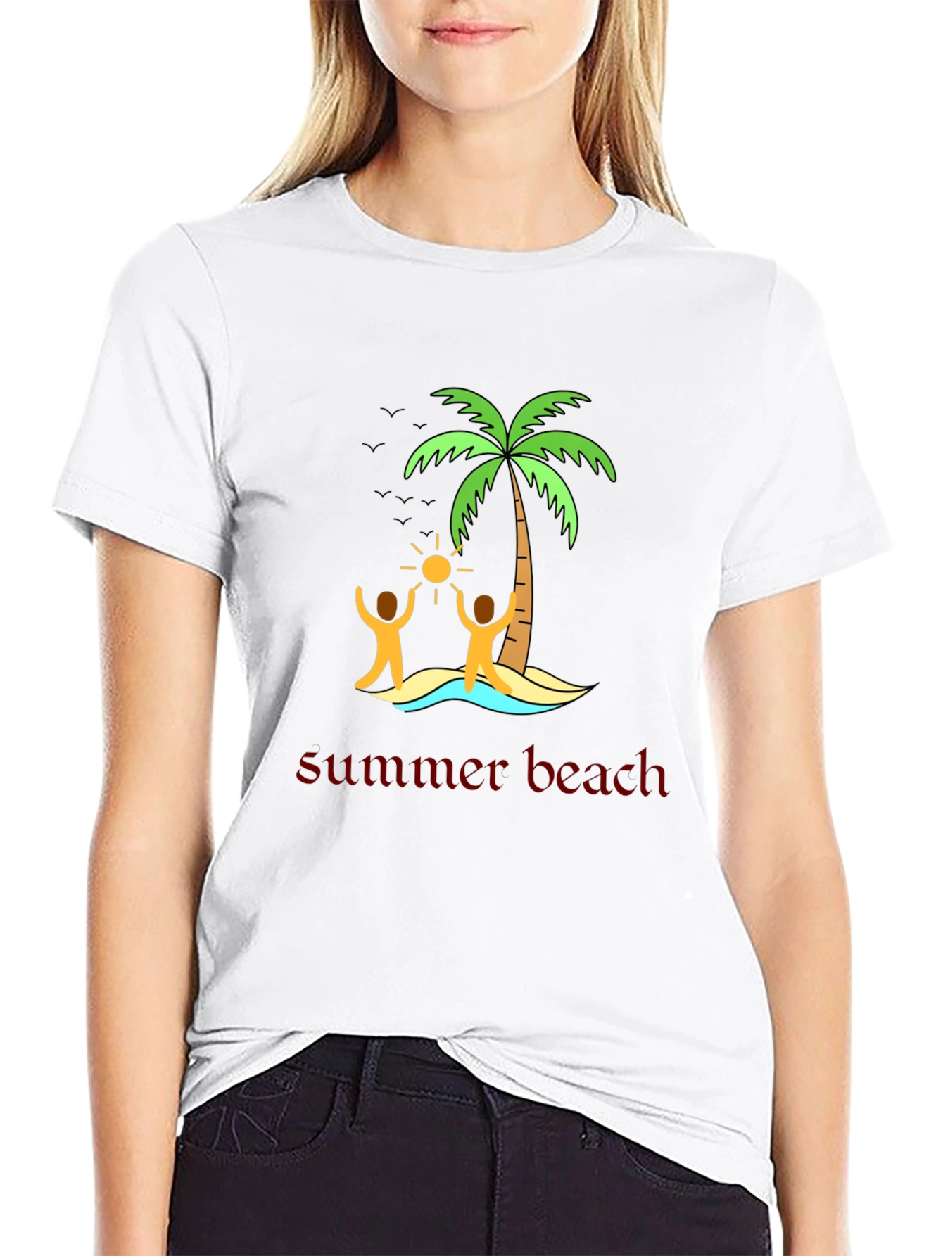 Summer Beach T-Shirt Black Graphic Tee