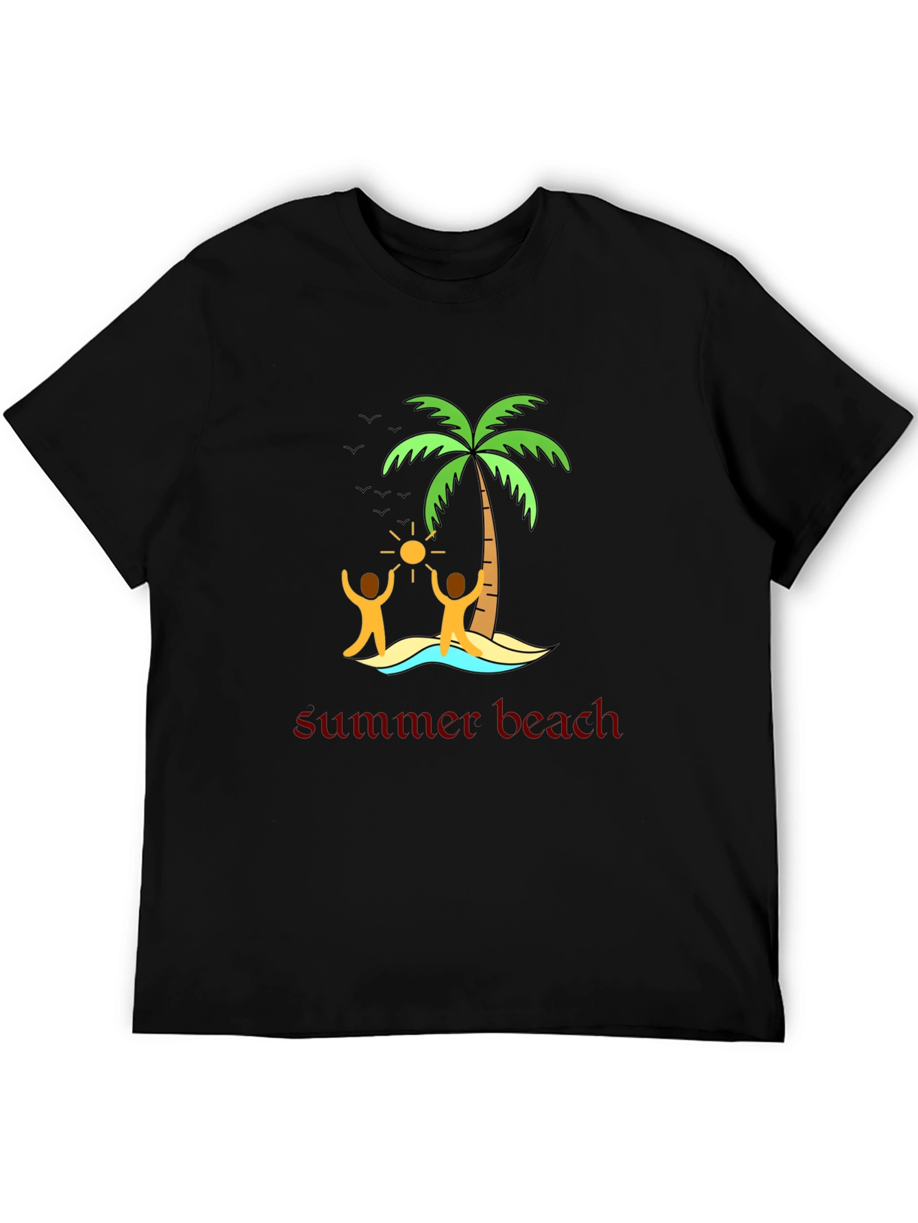 Summer Beach T-Shirt Black Graphic Tee