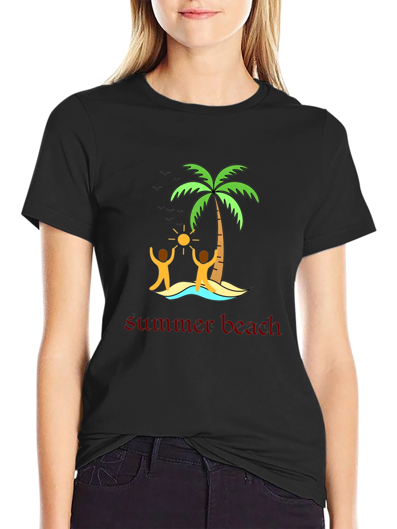 Summer Beach T-Shirt Black Graphic Tee