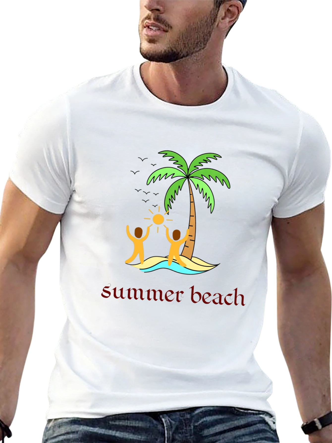 Summer Beach T-Shirt Black Graphic Tee