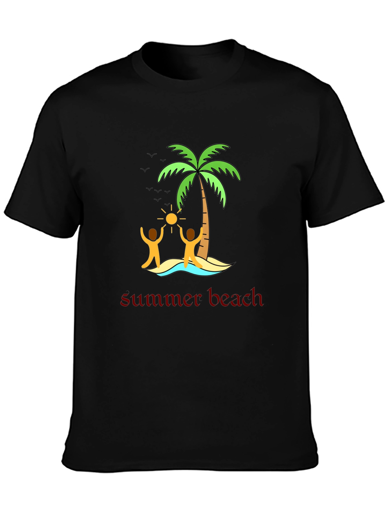Summer Beach T-Shirt Black Graphic Tee