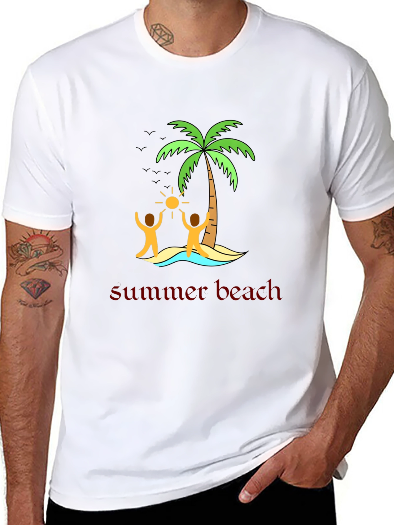 Summer Beach T-Shirt Black Graphic Tee