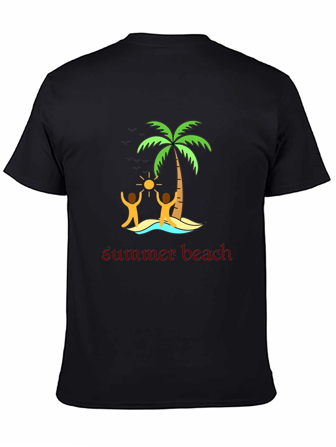 Summer Beach T-Shirt Black Graphic Tee