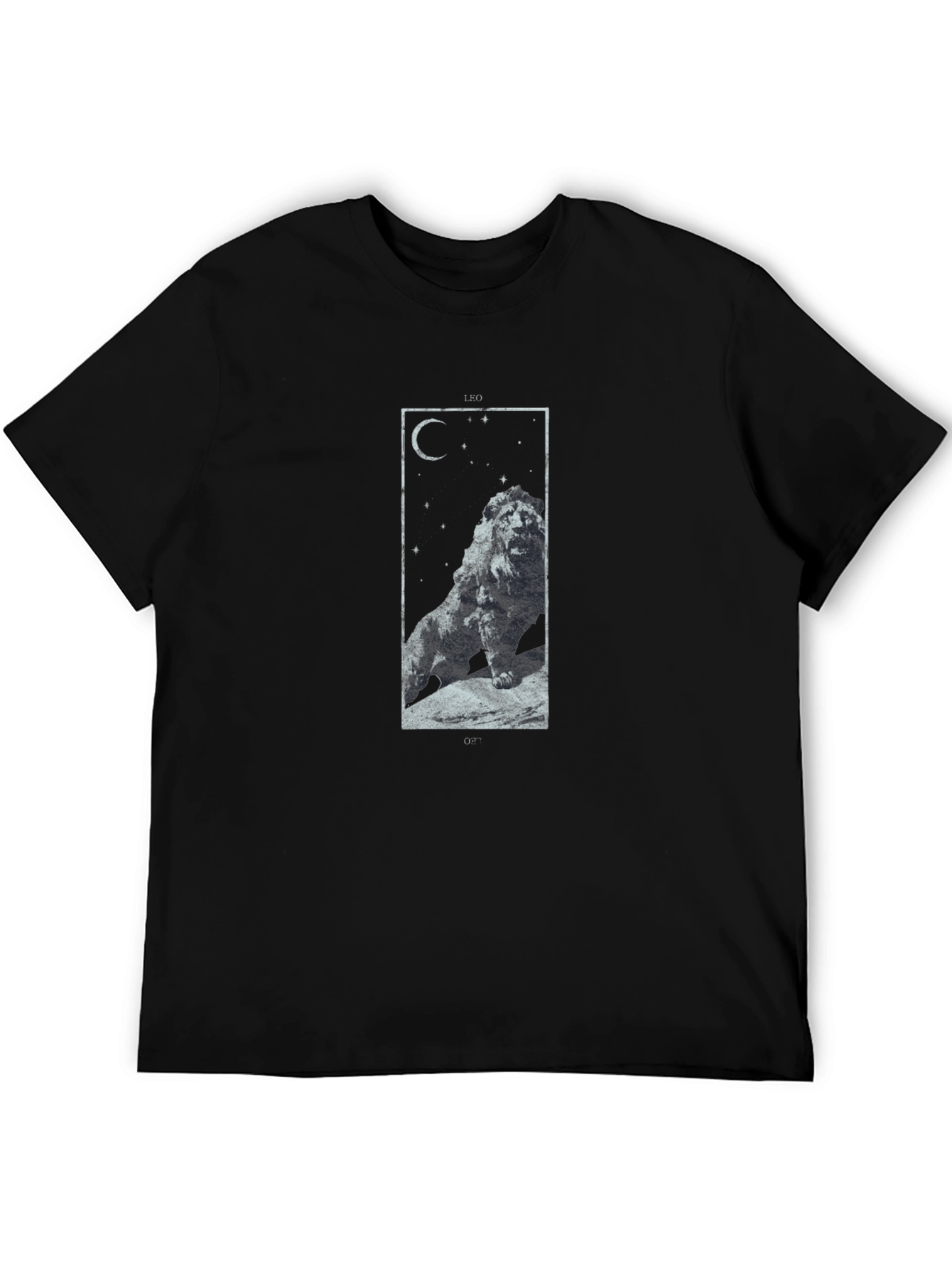 Lion Constellation Graphic Tee - Black Cotton T-Shirt
