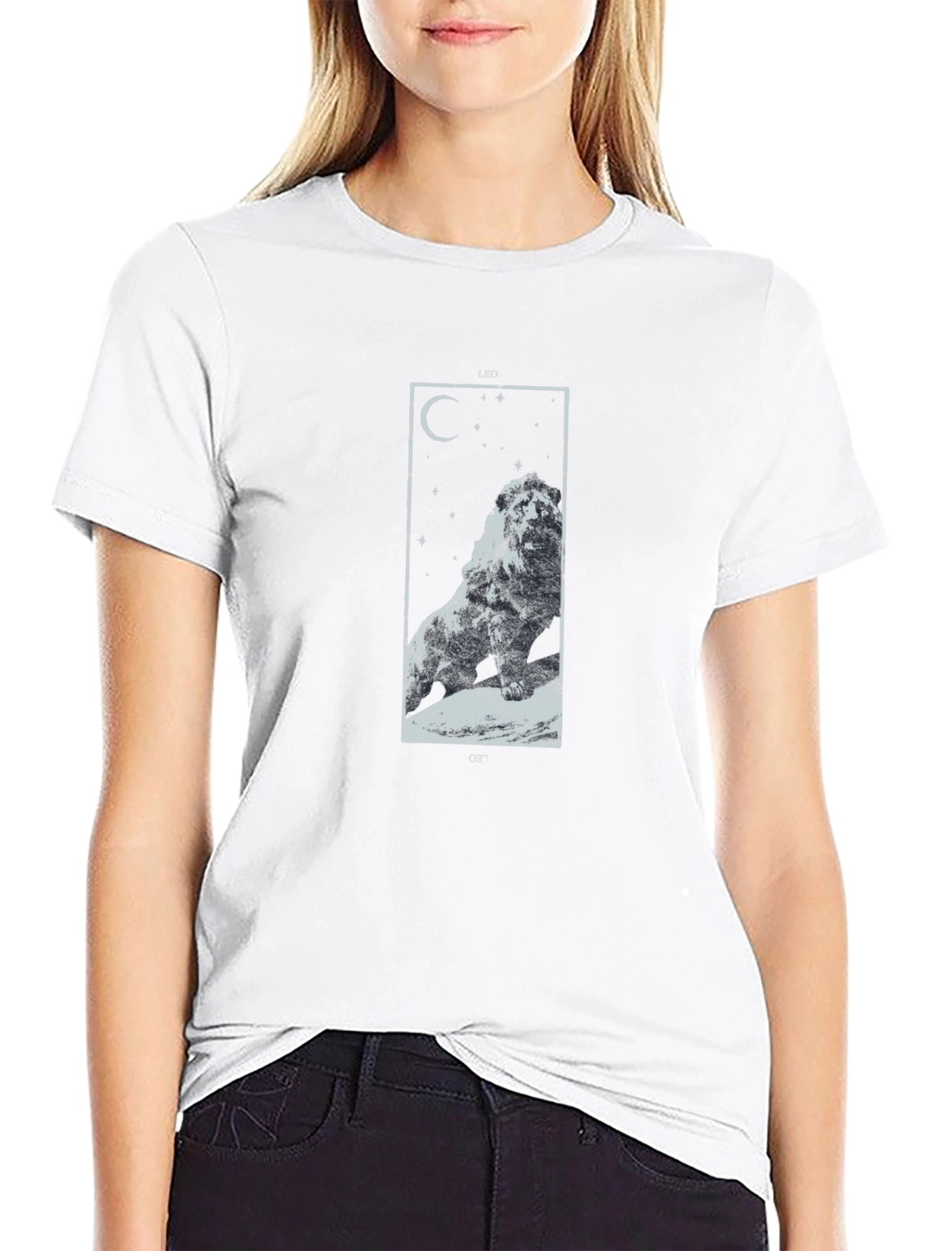 Lion Constellation Graphic Tee - Black Cotton T-Shirt