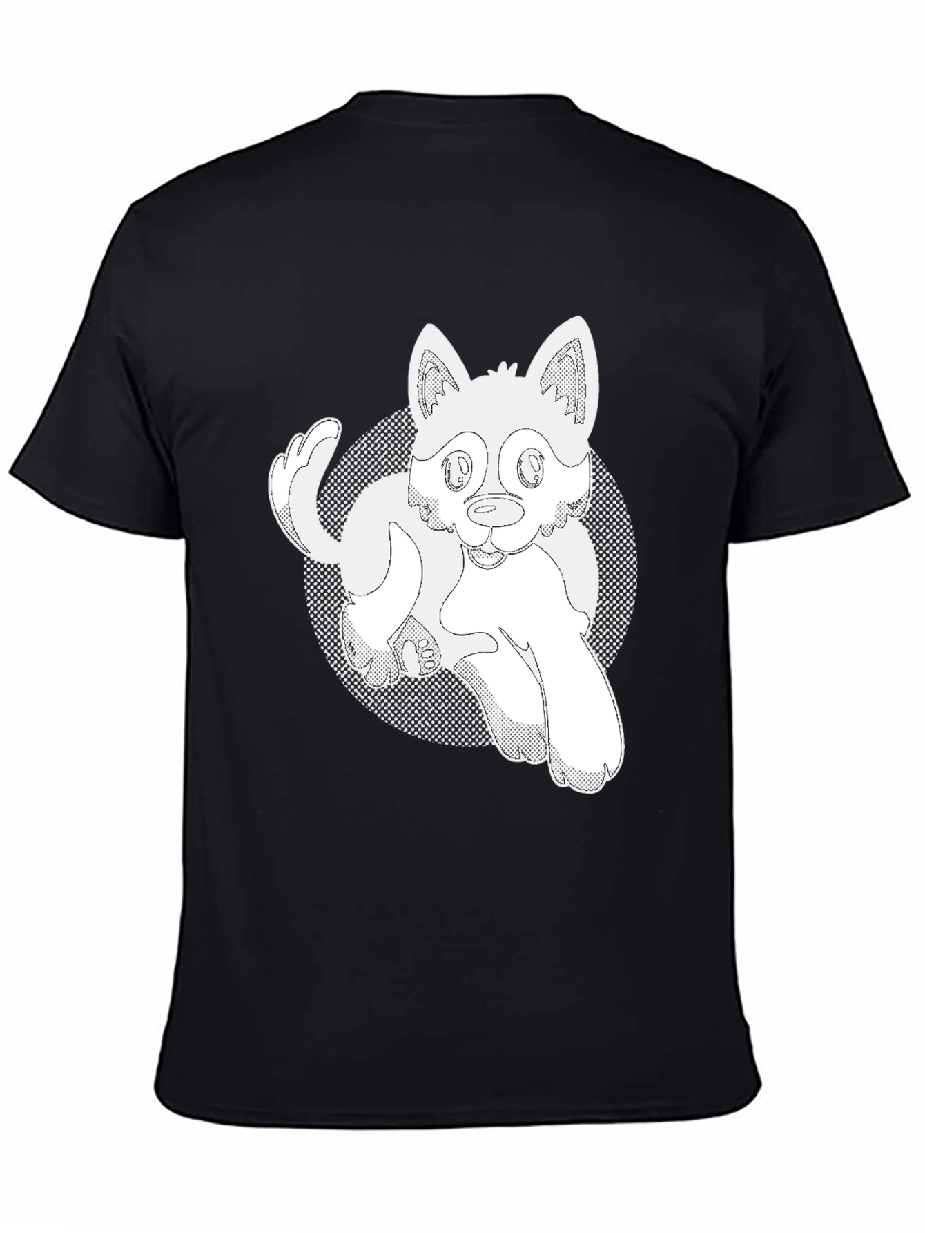 Cartoon Dog Graphic T-Shirt - Black Cotton Tee