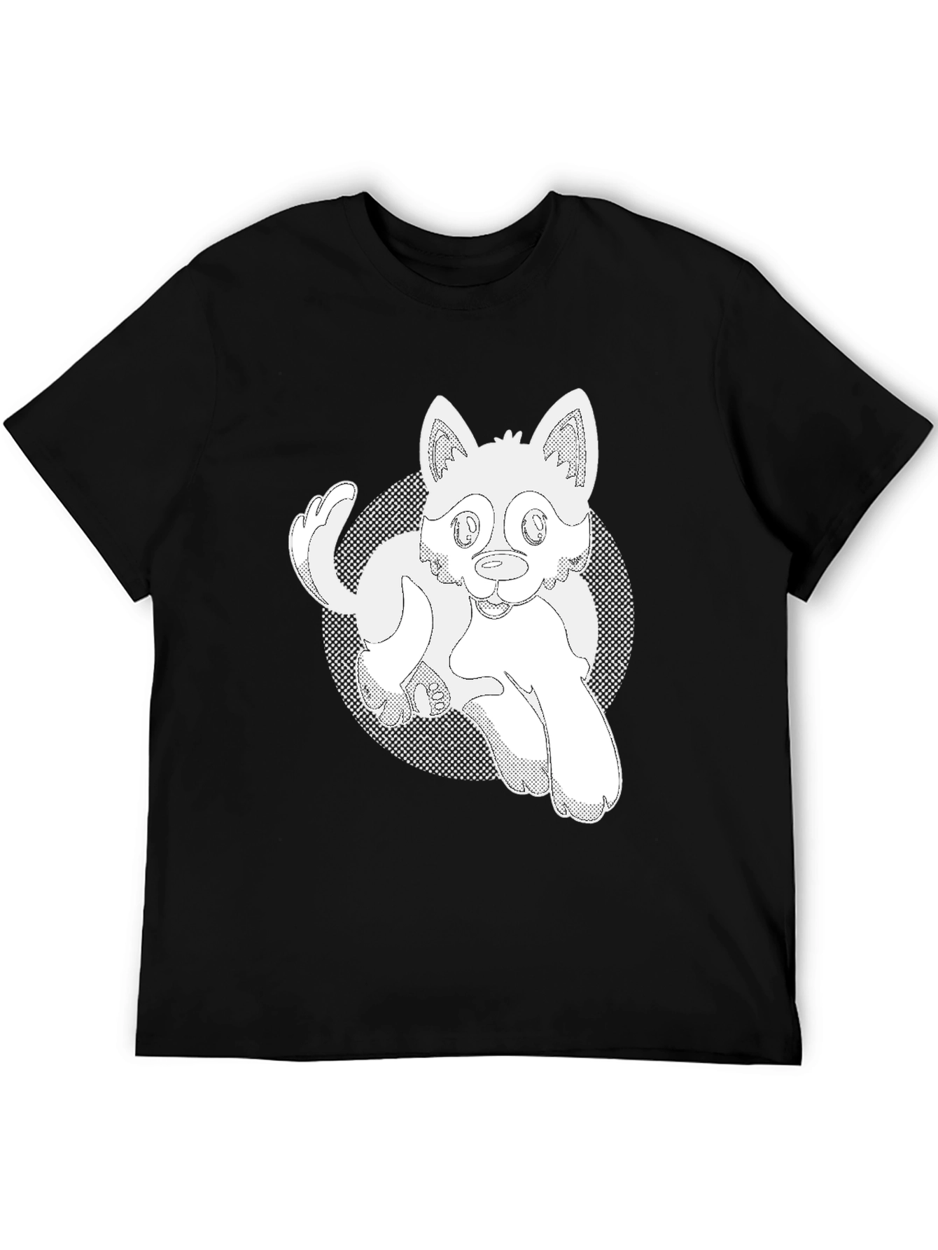 Cartoon Dog Graphic T-Shirt - Black Cotton Tee