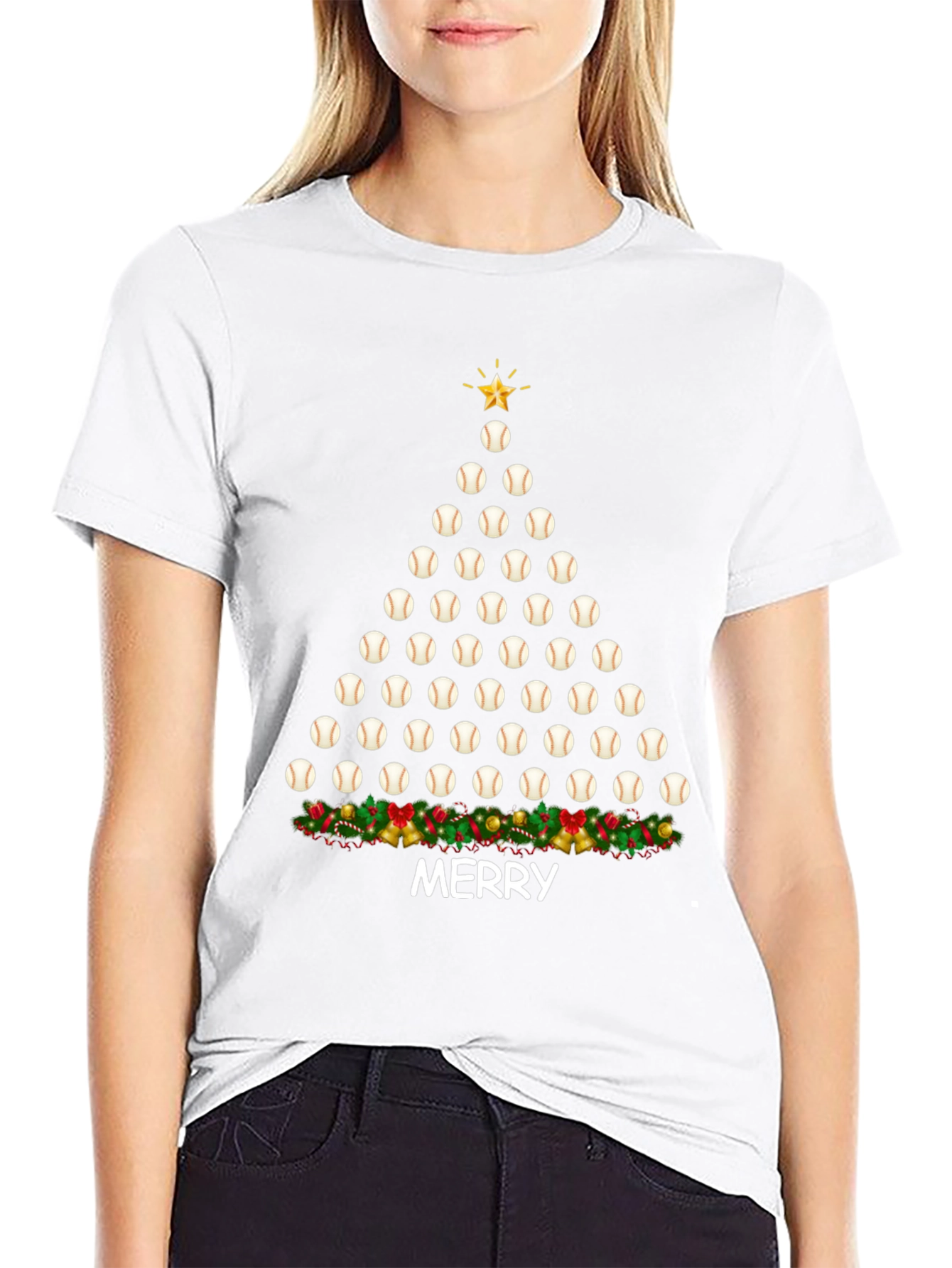Baseball Christmas Tree T-Shirt