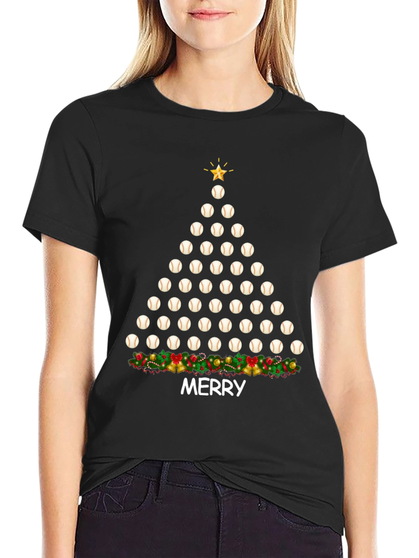 Baseball Christmas Tree T-Shirt