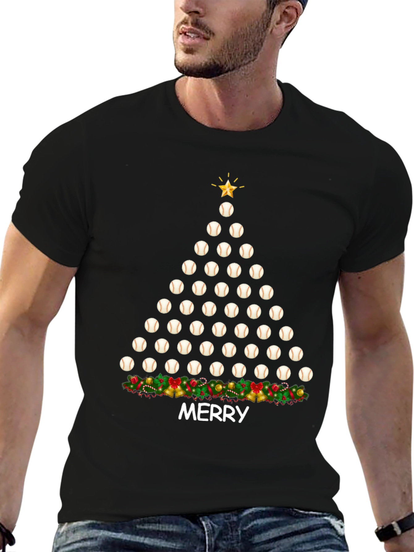Baseball Christmas Tree T-Shirt