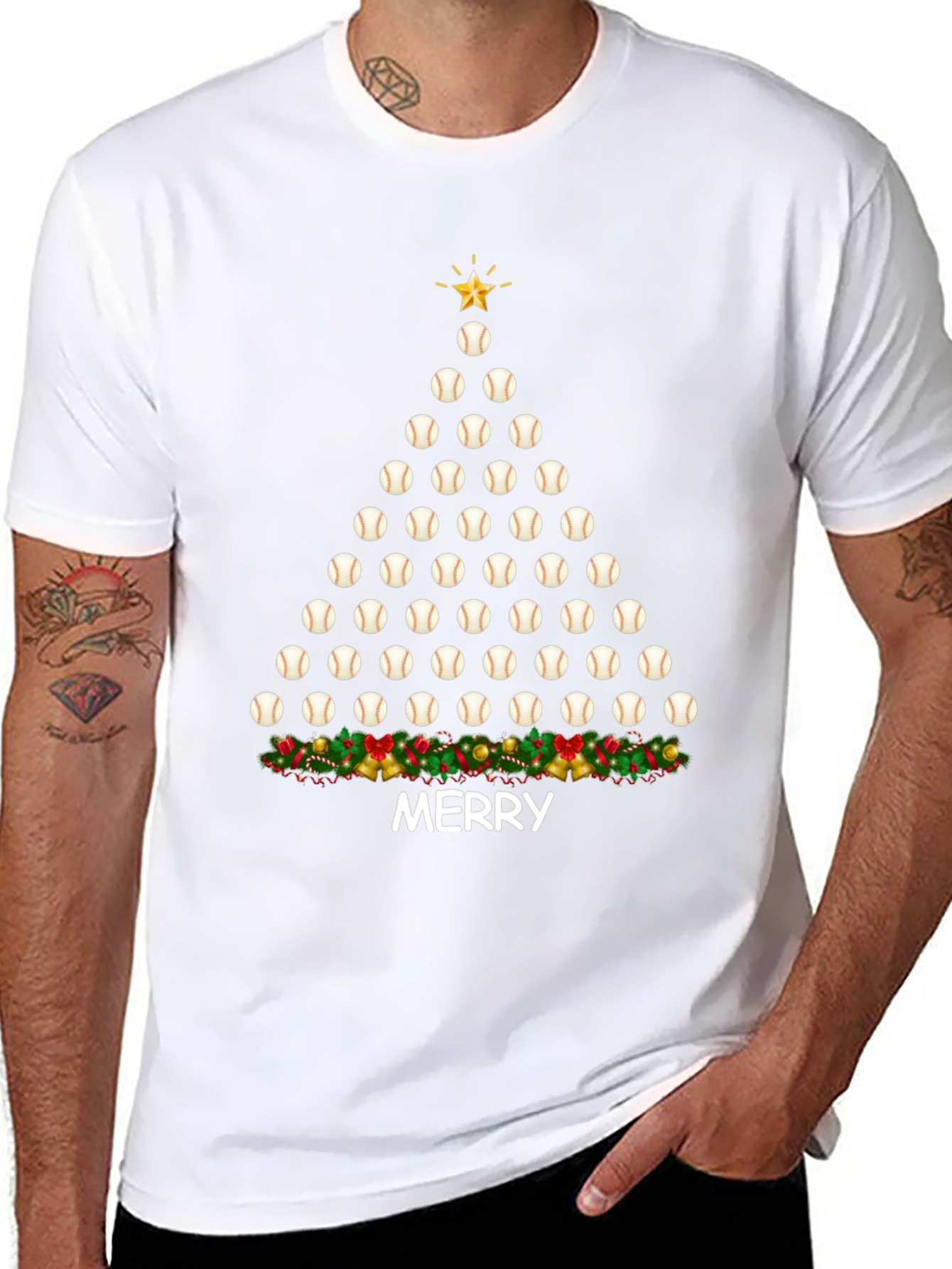 Baseball Christmas Tree T-Shirt
